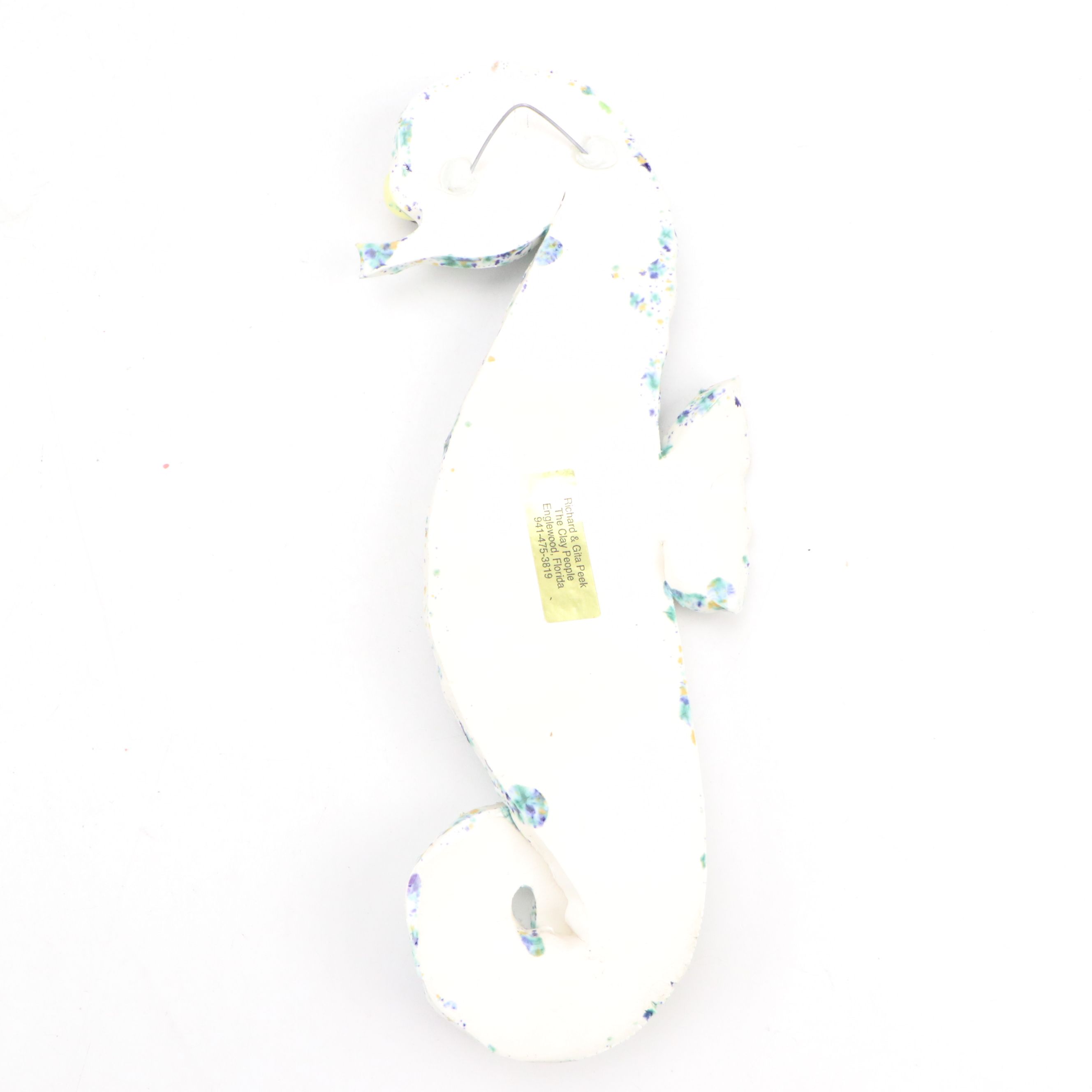Richard and Gita Peek Hand-Painted Wall Hanging Ceramic Fishes and Seahorse