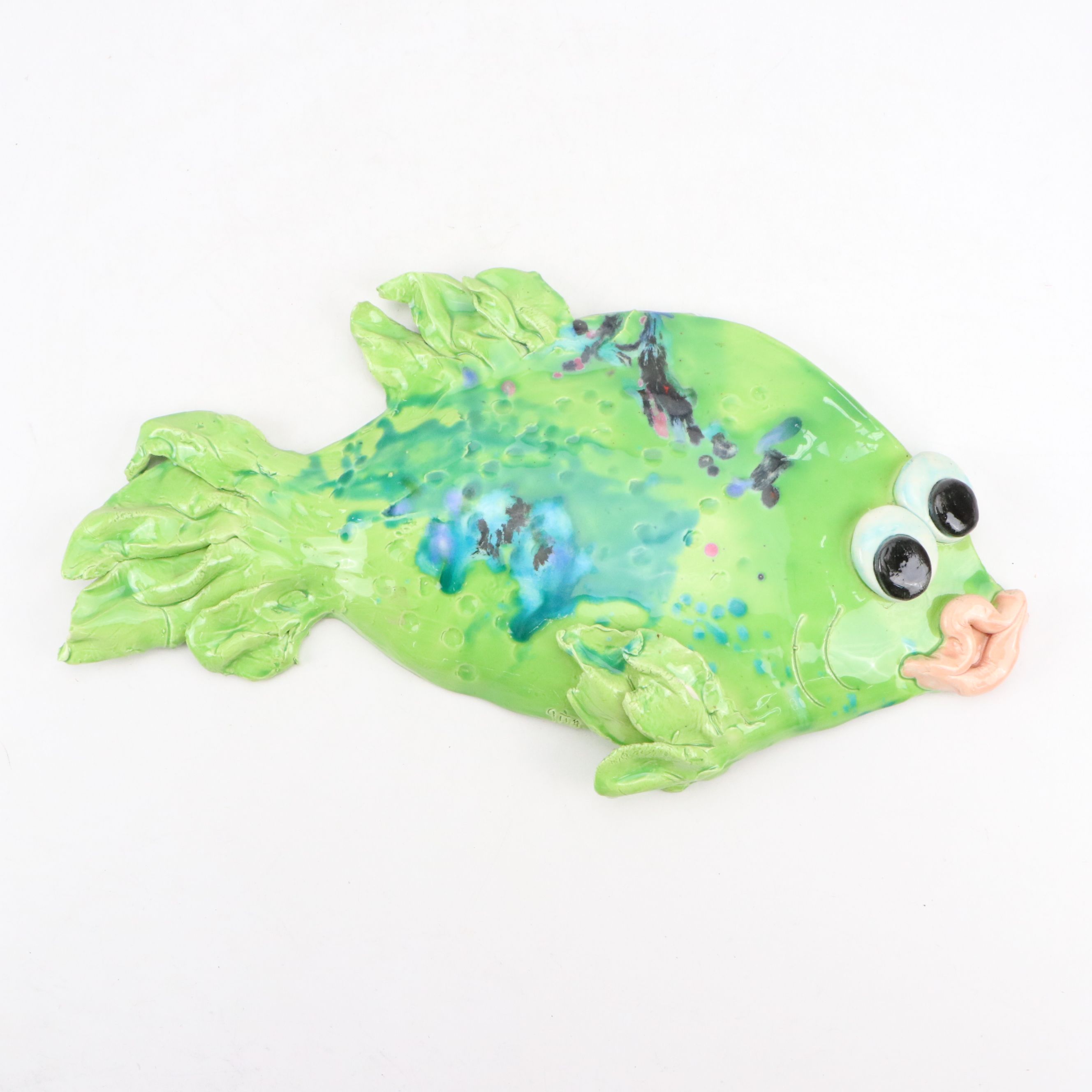 Richard and Gita Peek Hand-Painted Wall Hanging Ceramic Fishes and Seahorse