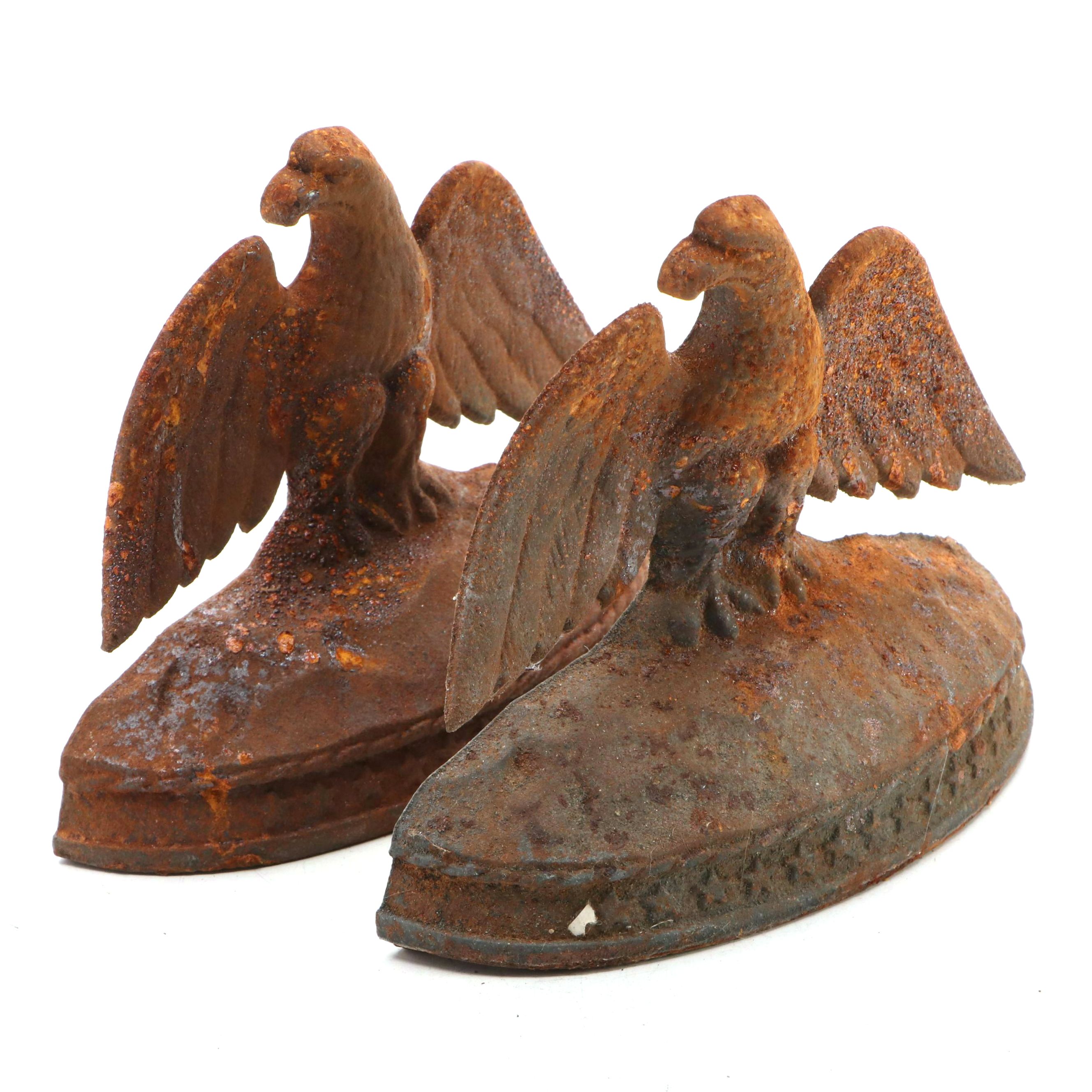 Antique Cast Iron Eagle Doorstops