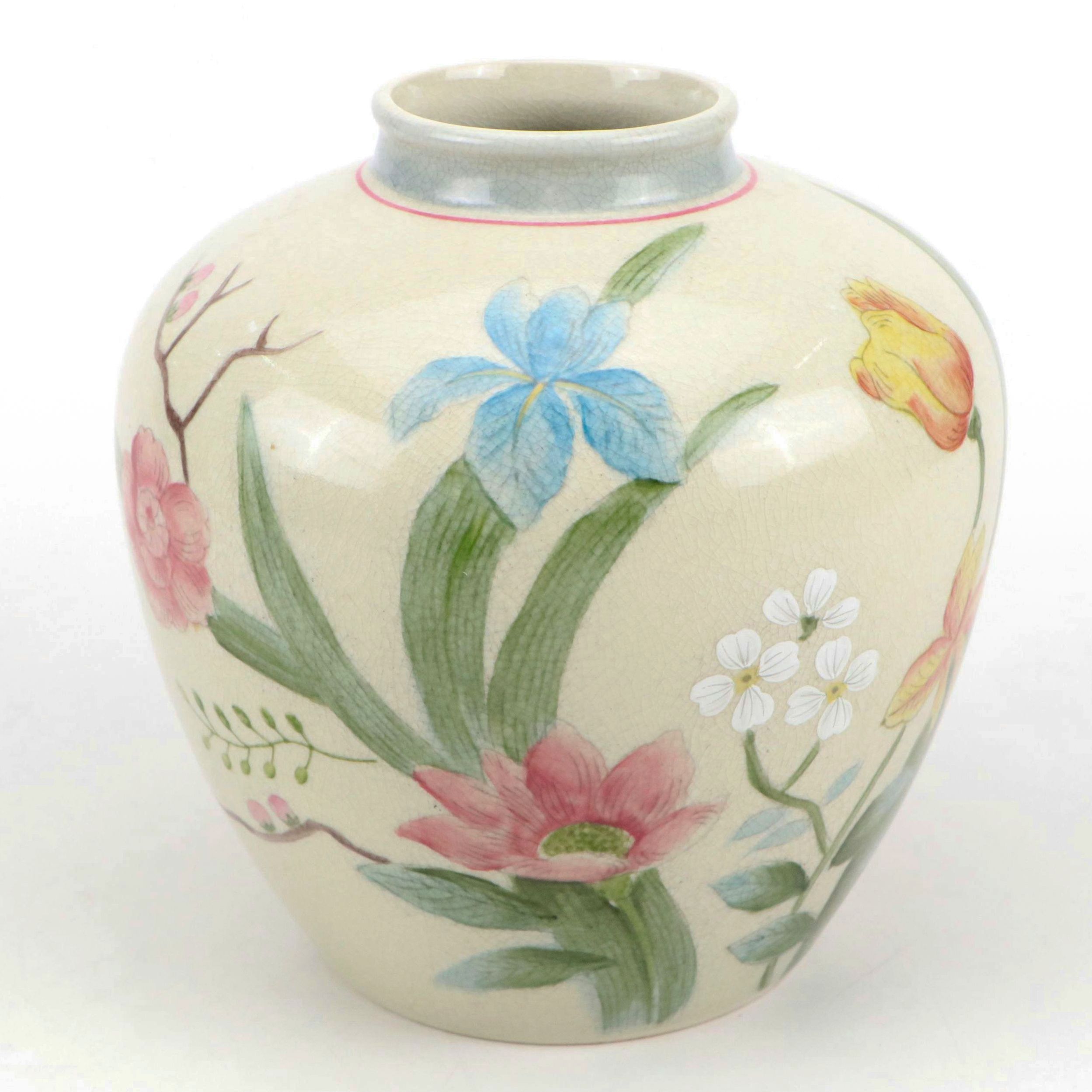 Andrea by Sadek Hand-Painted Floral Ceramic Vase