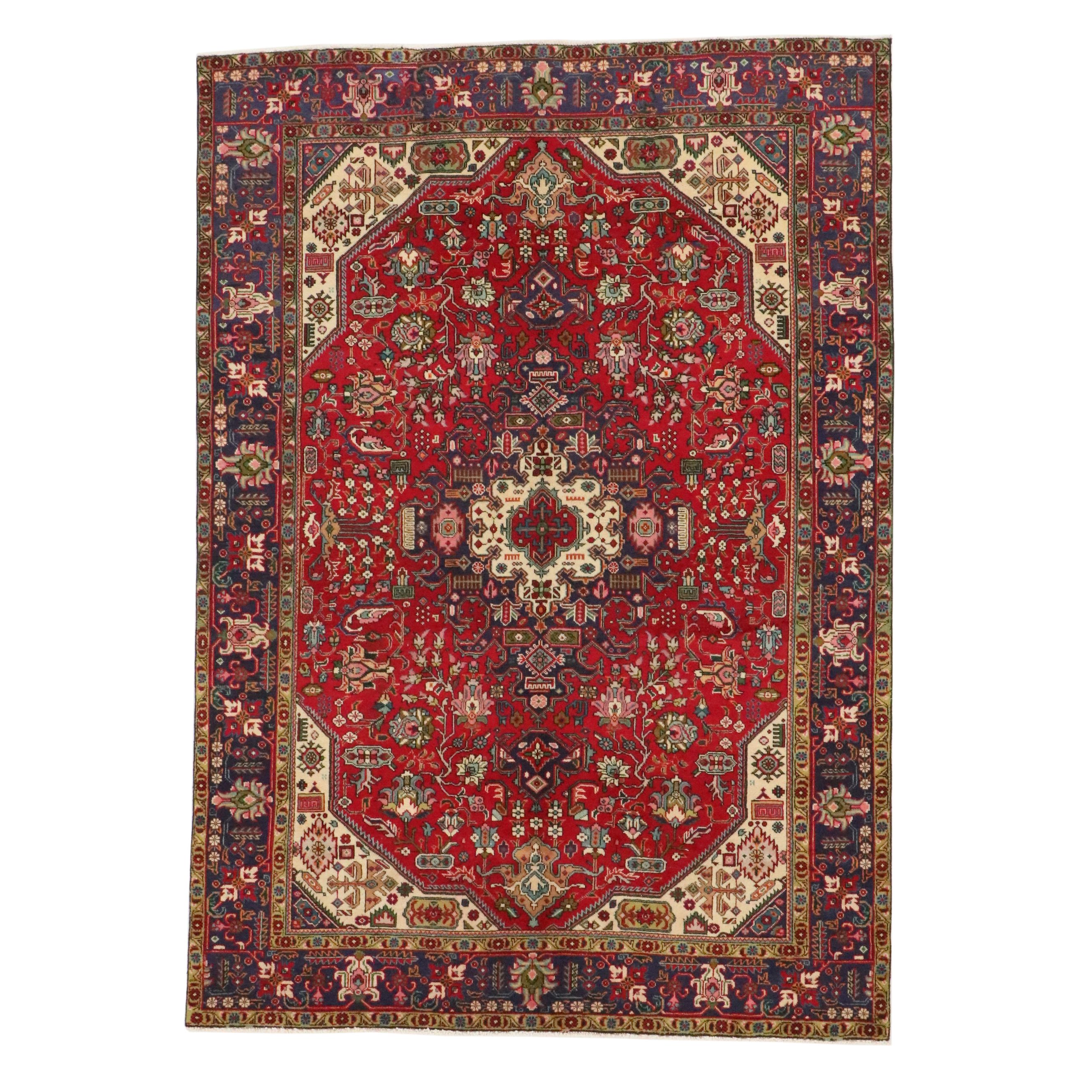 6'6 x 9'4 Hand-Knotted Persian Tabriz Area Rug