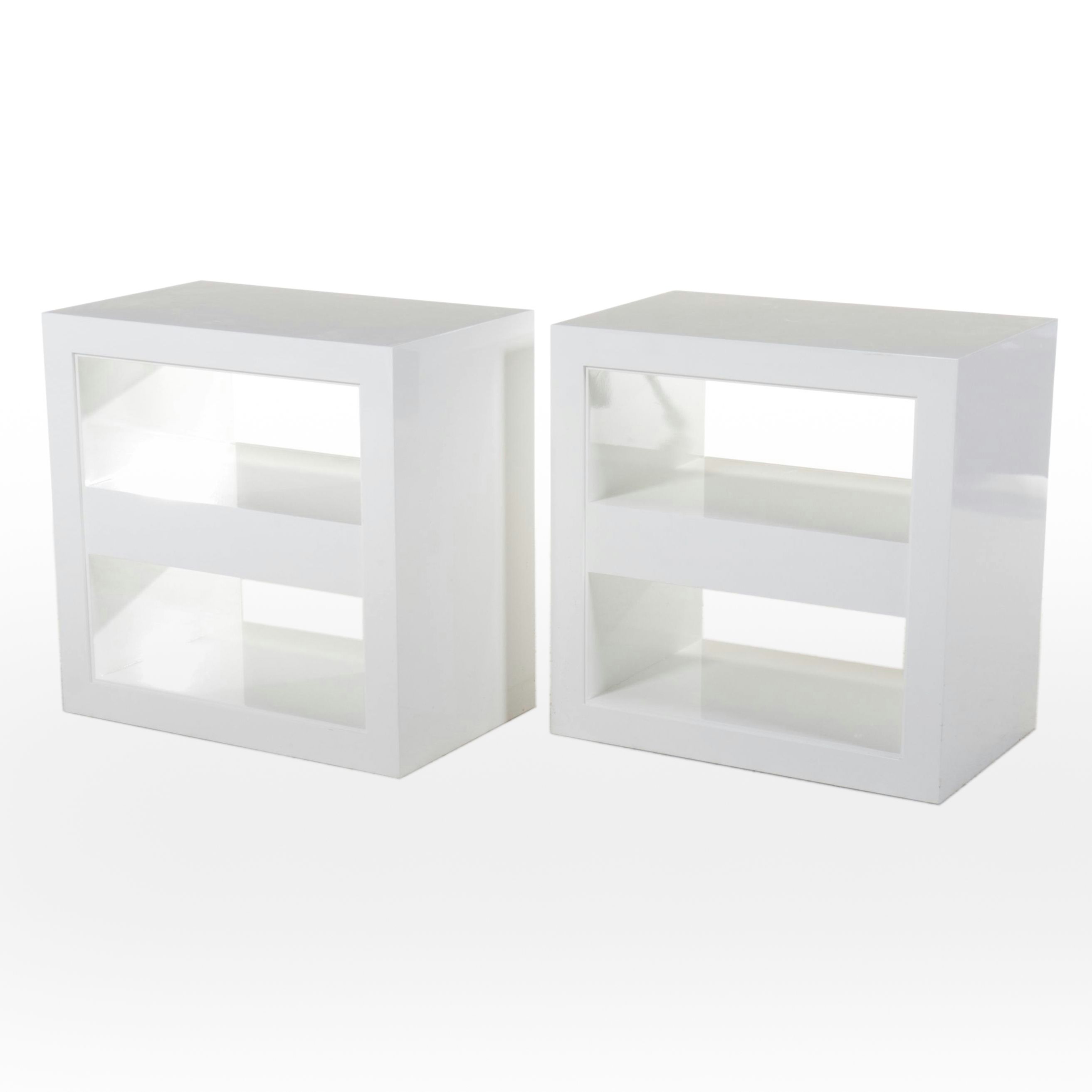 Serena & Lily Contemporary White Lacquered Nightstands