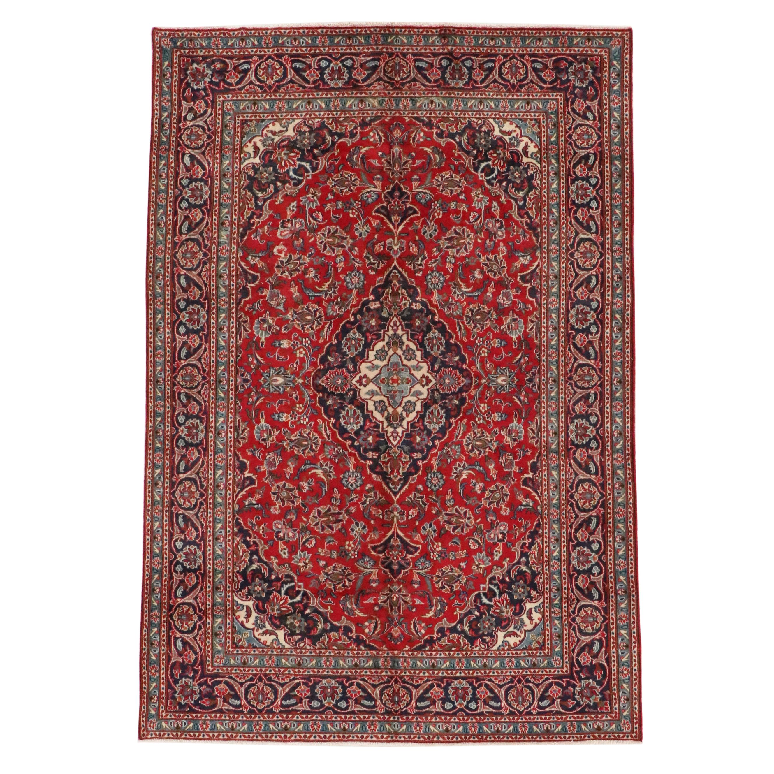 6'5 x 9'6 Hand-Knotted Persian Kashan Area Rug