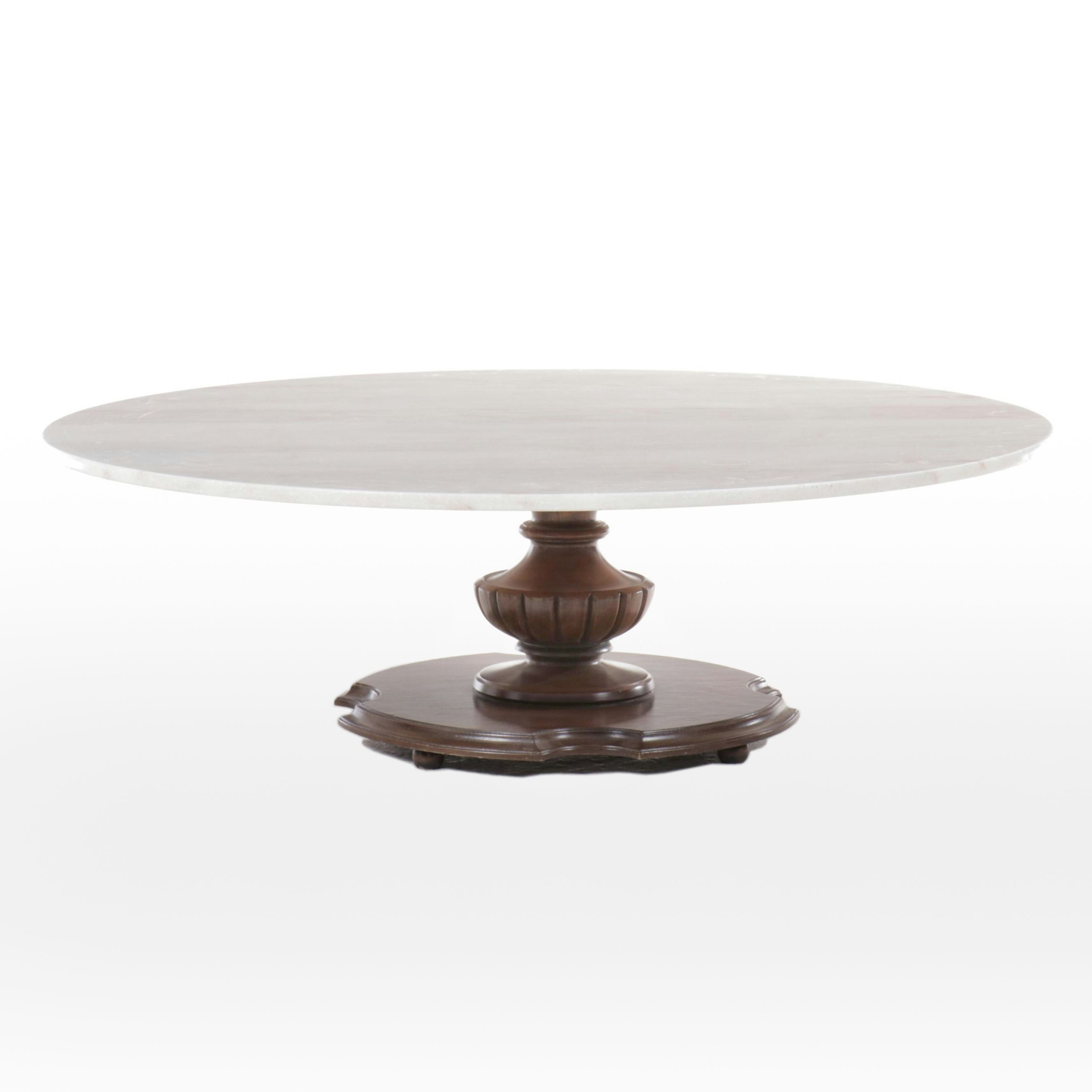 Empire Style Marble Top Pedestal Coffee Table