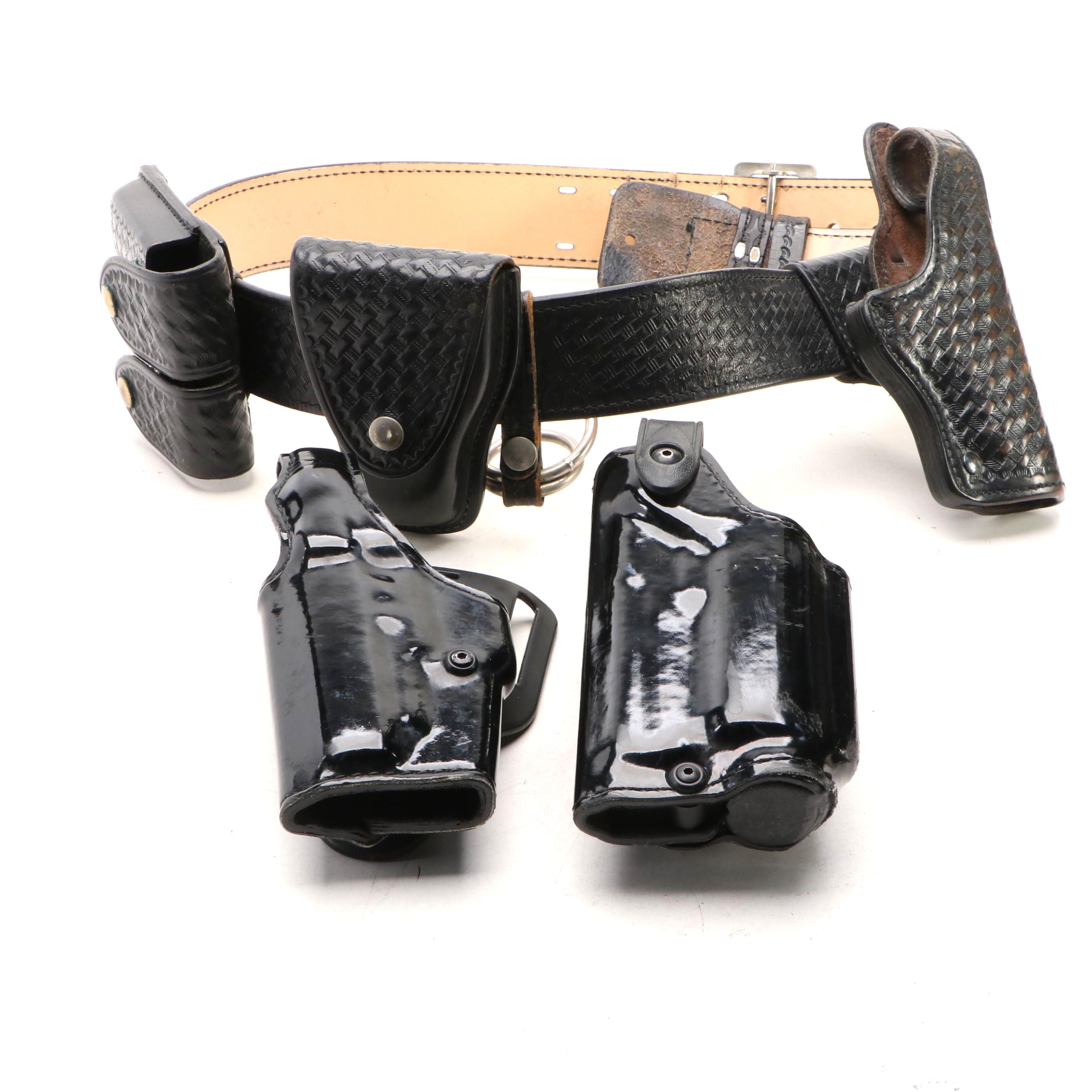 Safariland Patent Leather Holsters & Don Hume Leather Duty Belt with Holsters