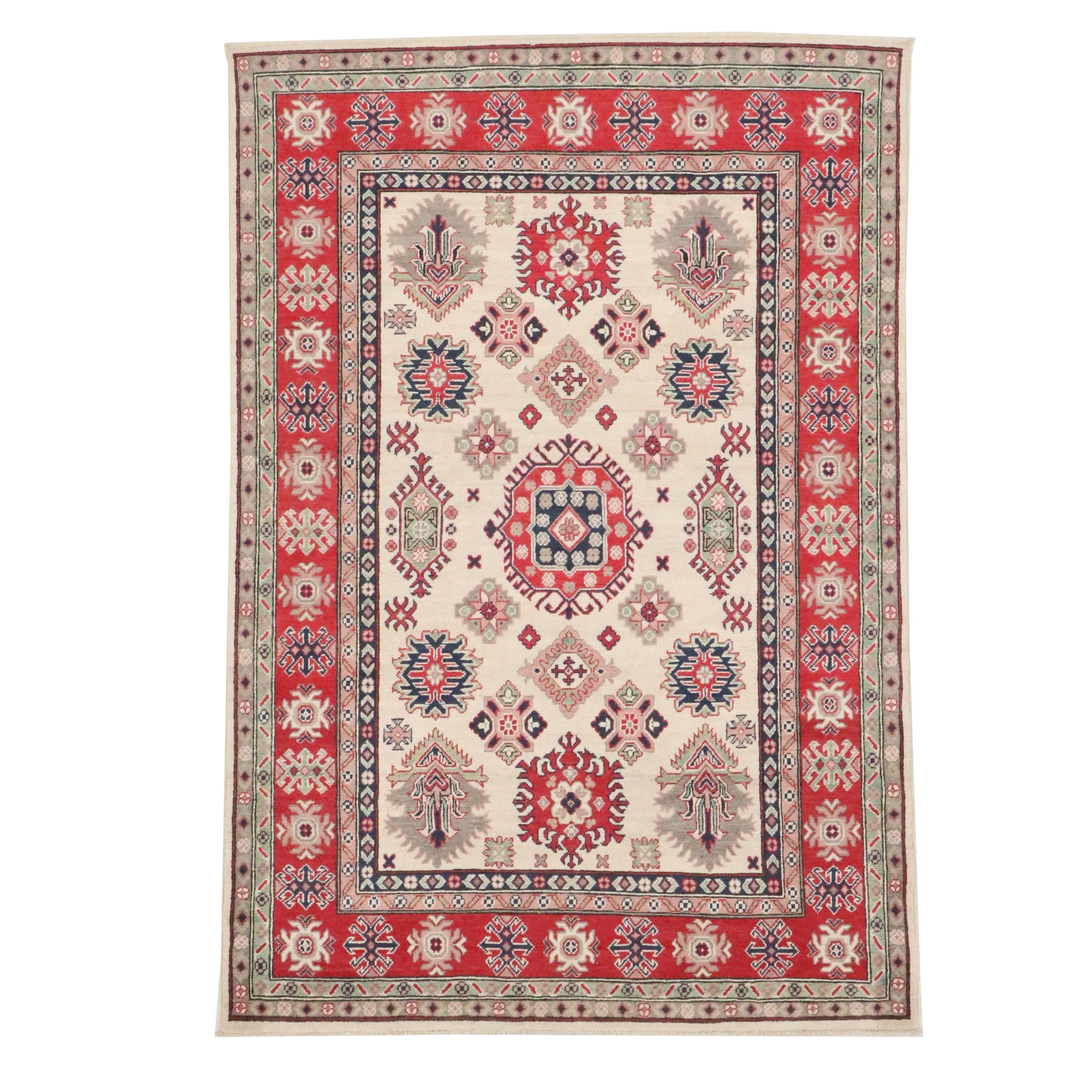 5'6 x 8'1 Hand-Knotted Pakistani Kazak Area Rug