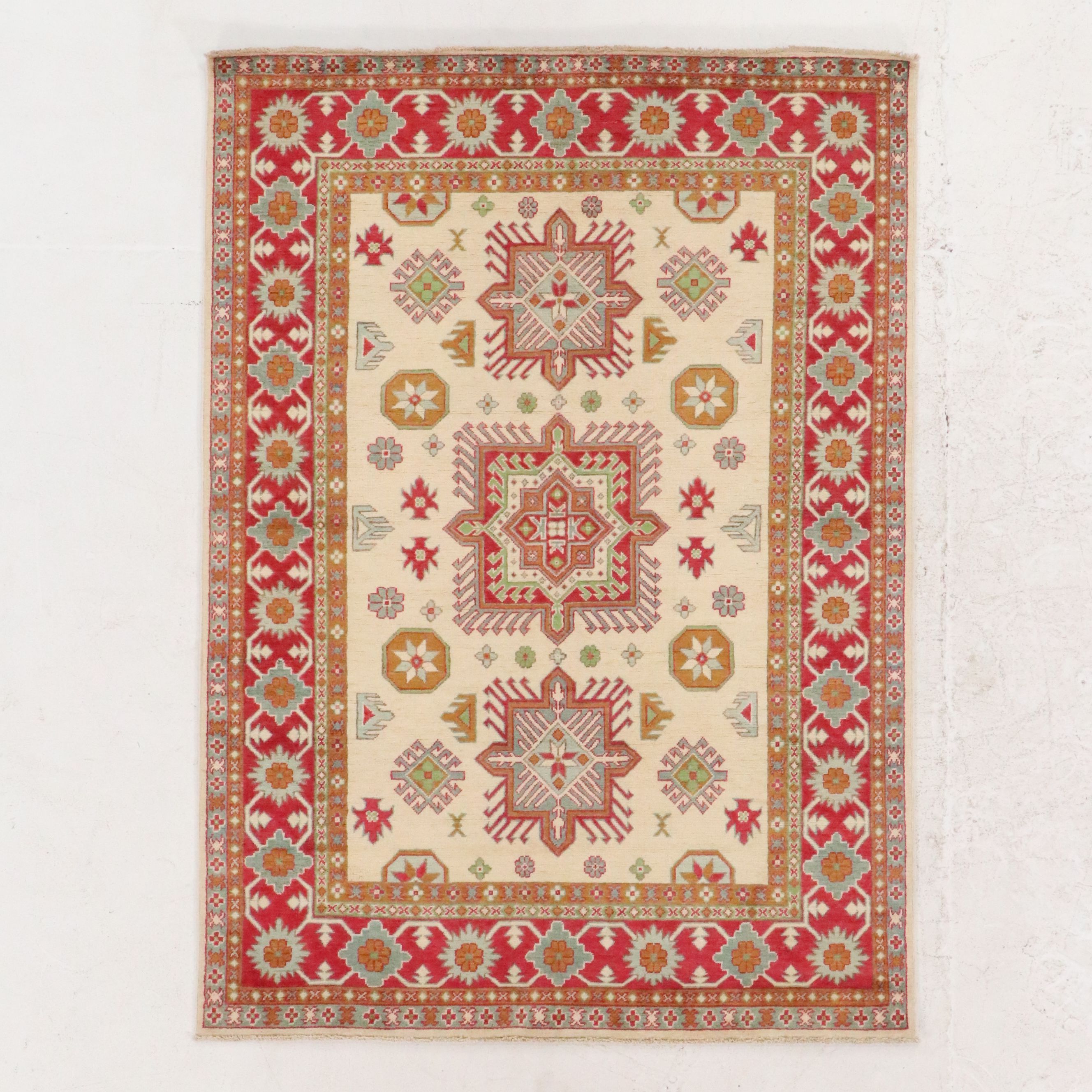 5'6 x 7'9 Hand-Knotted Pakistani Kazak Area Rug