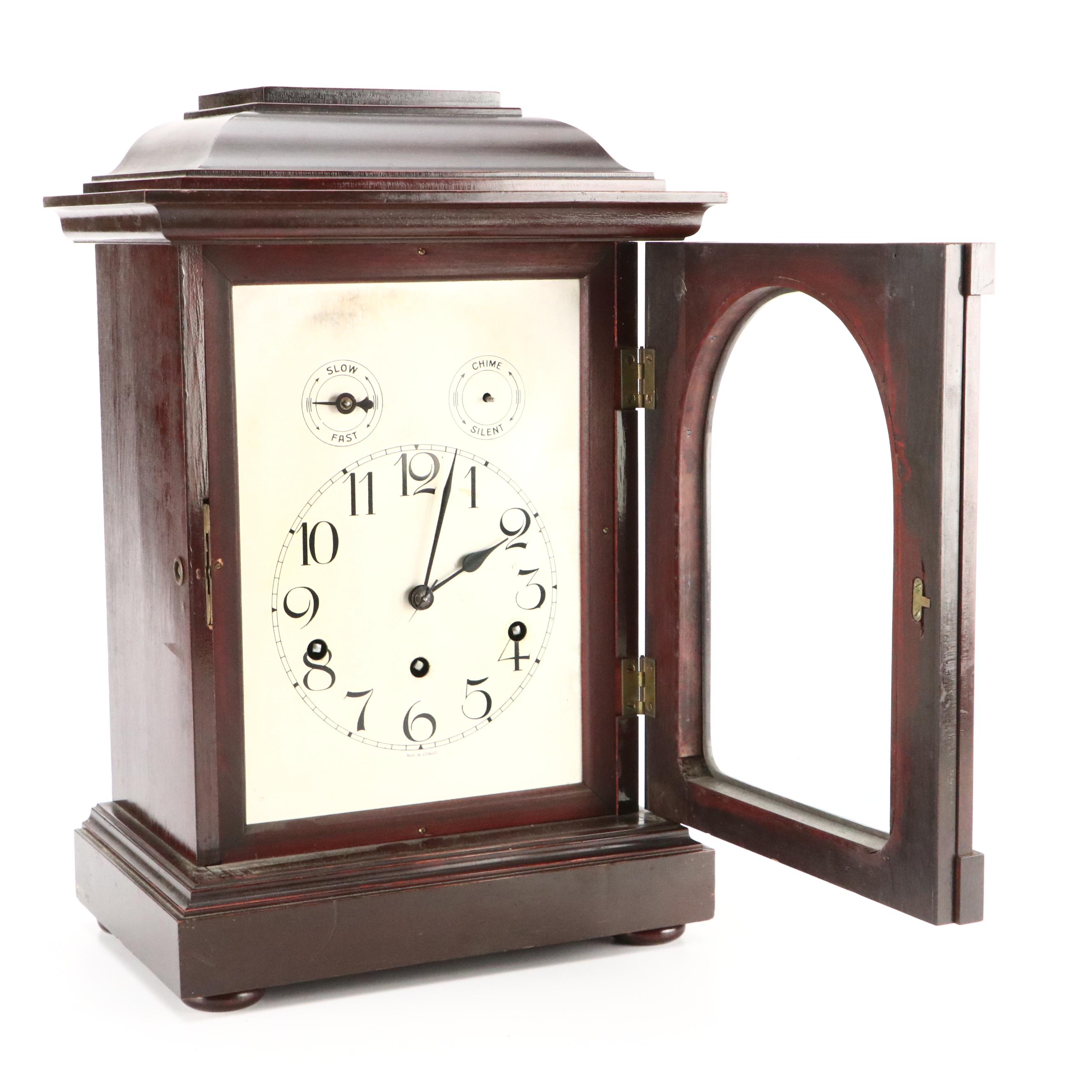 German Wooden Mantel Clock