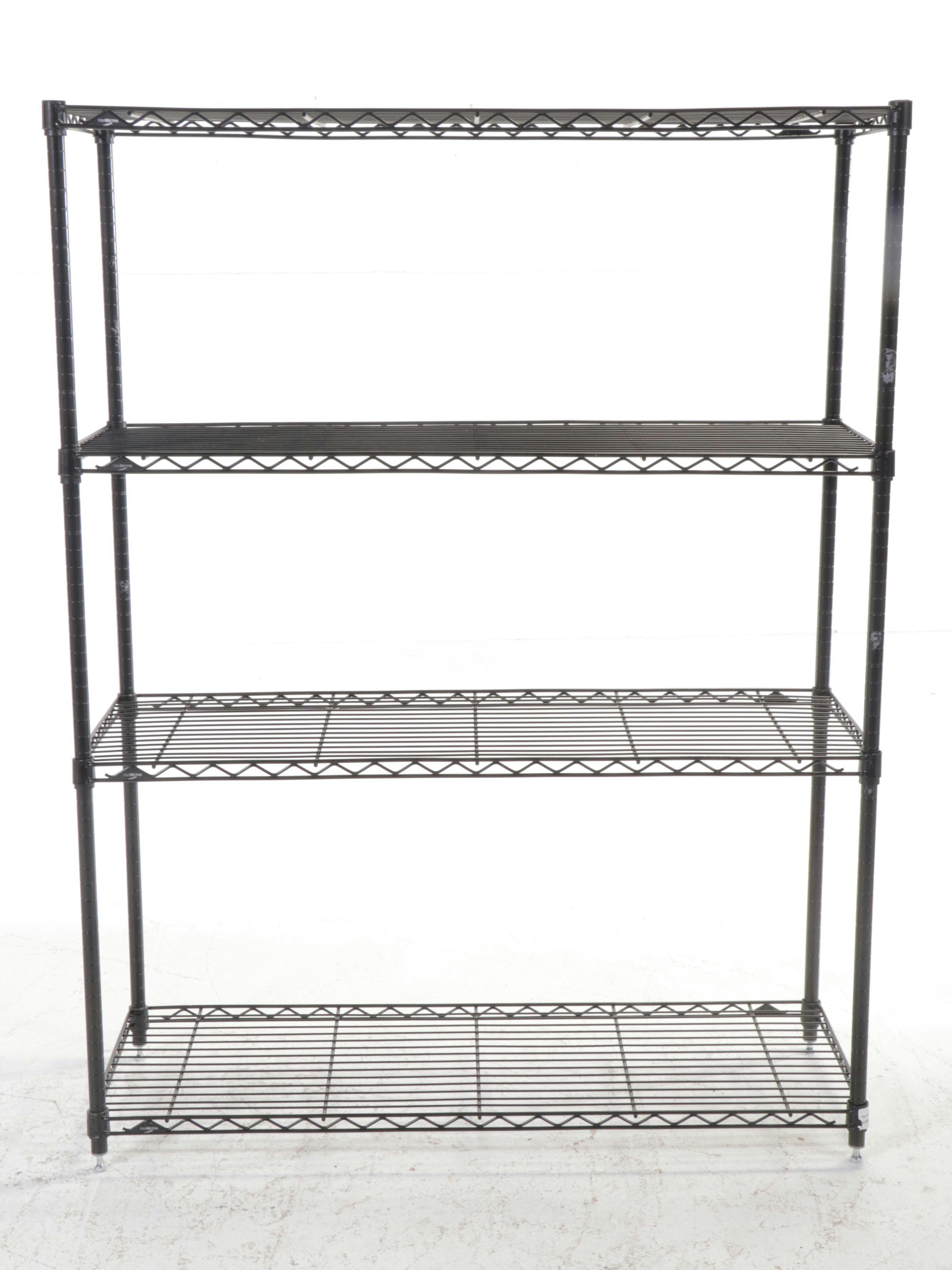 Four Black Finish InterMetro Industrial NSF Grade Wire Rack Shelf Units