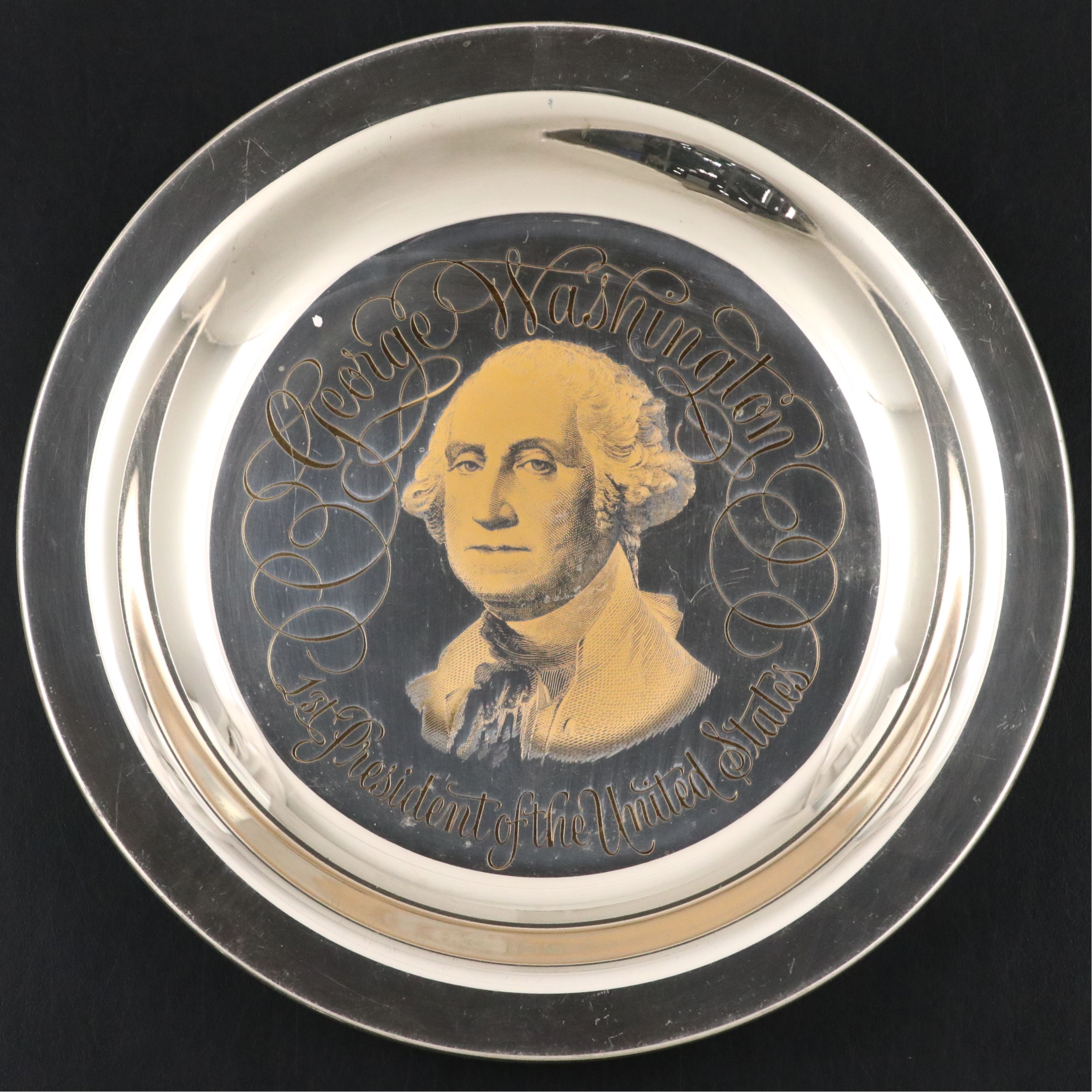 White House Historical Association Sterling Silver George Washington Plate