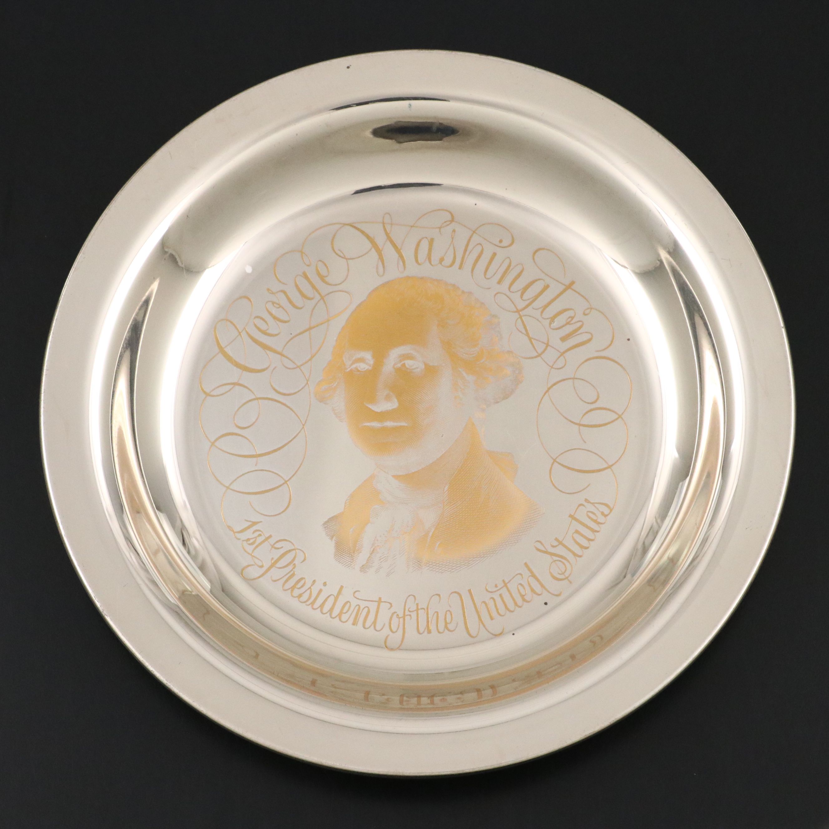 White House Historical Association Sterling Silver George Washington Plate
