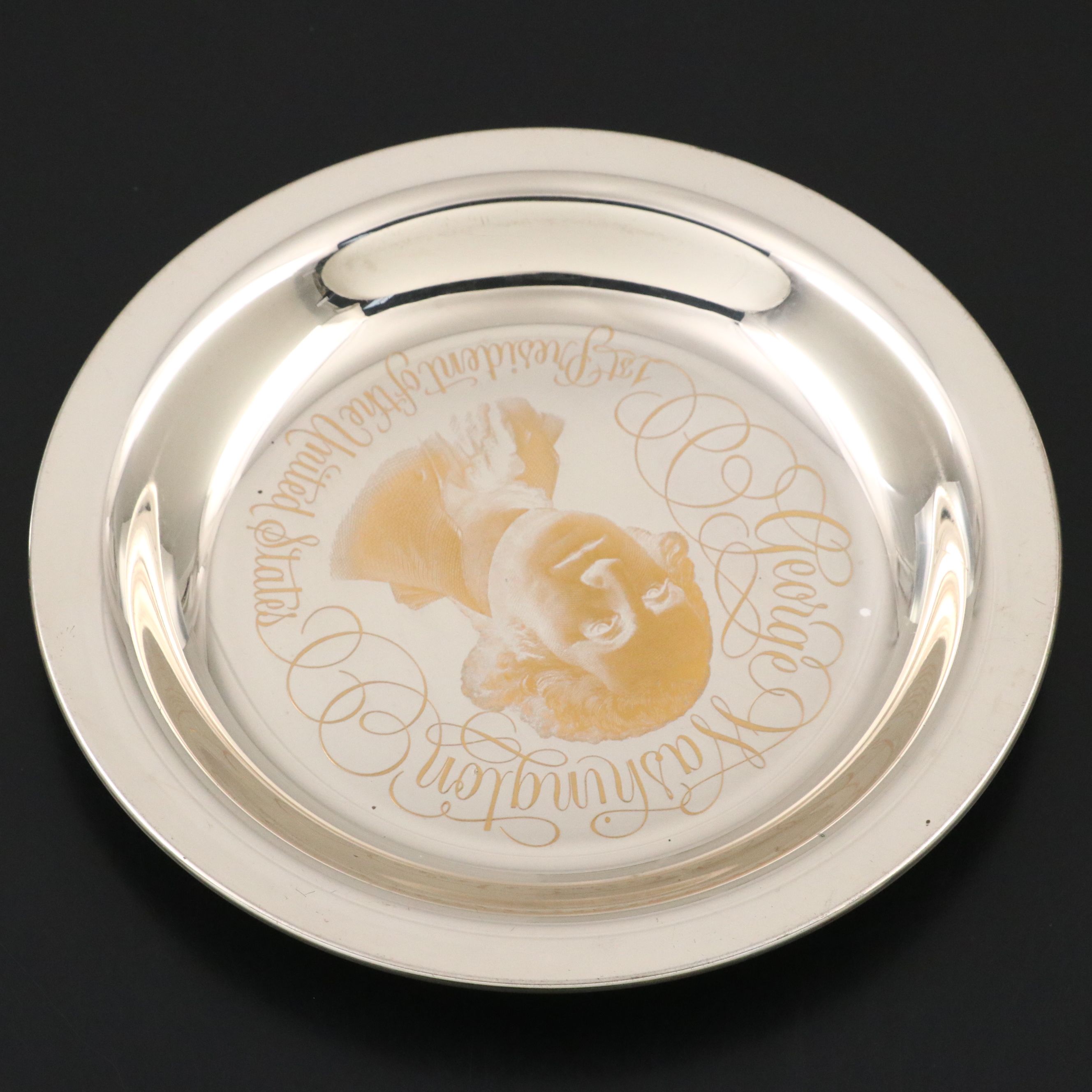 White House Historical Association Sterling Silver George Washington Plate