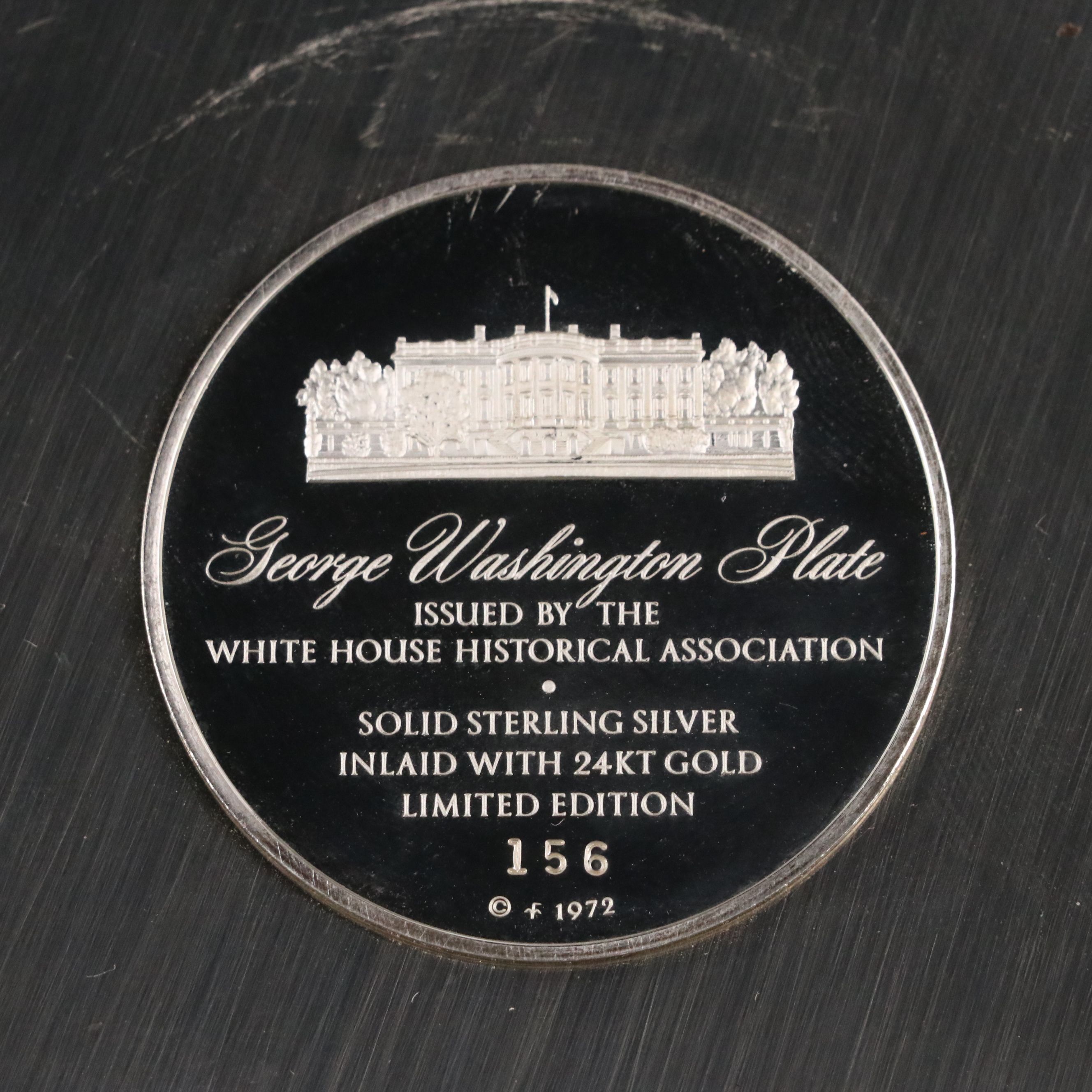 White House Historical Association Sterling Silver George Washington Plate
