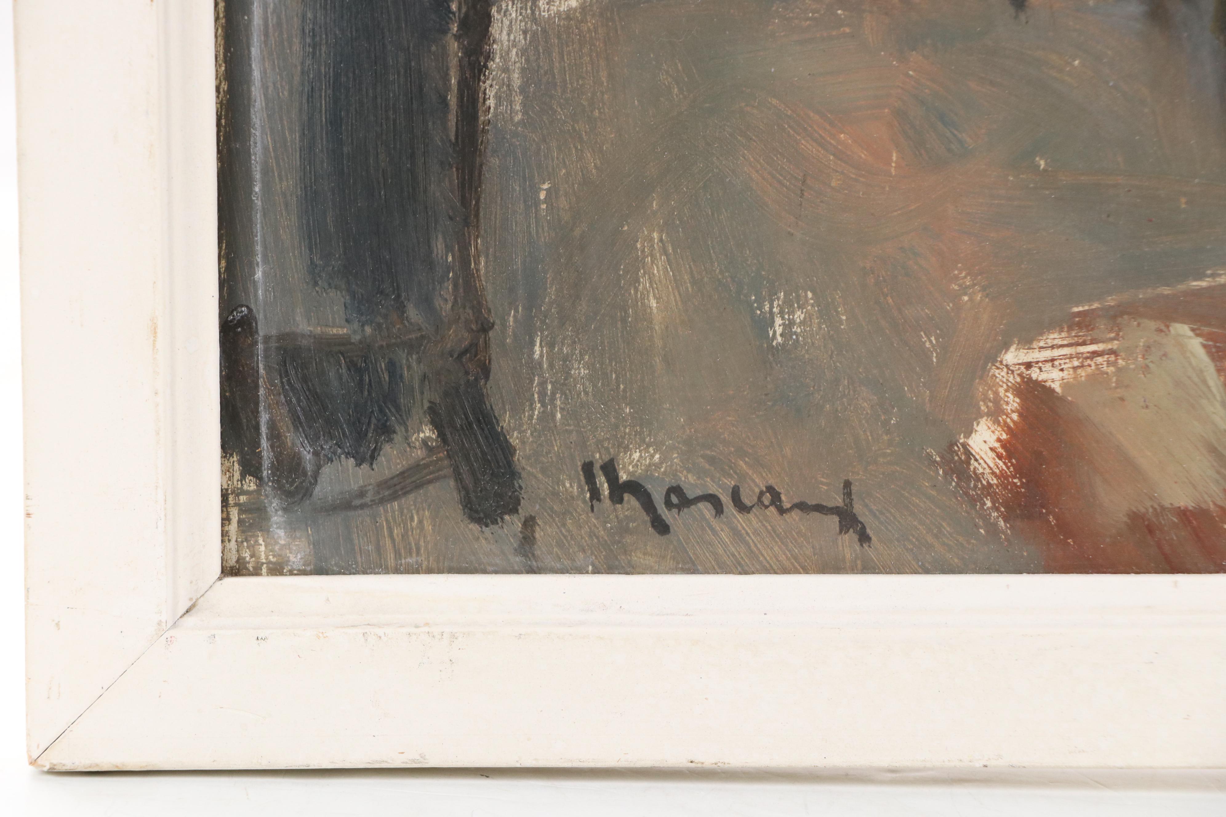 Alla Prima Oil Painting of Impressionistic Interior Scene, 20th Century