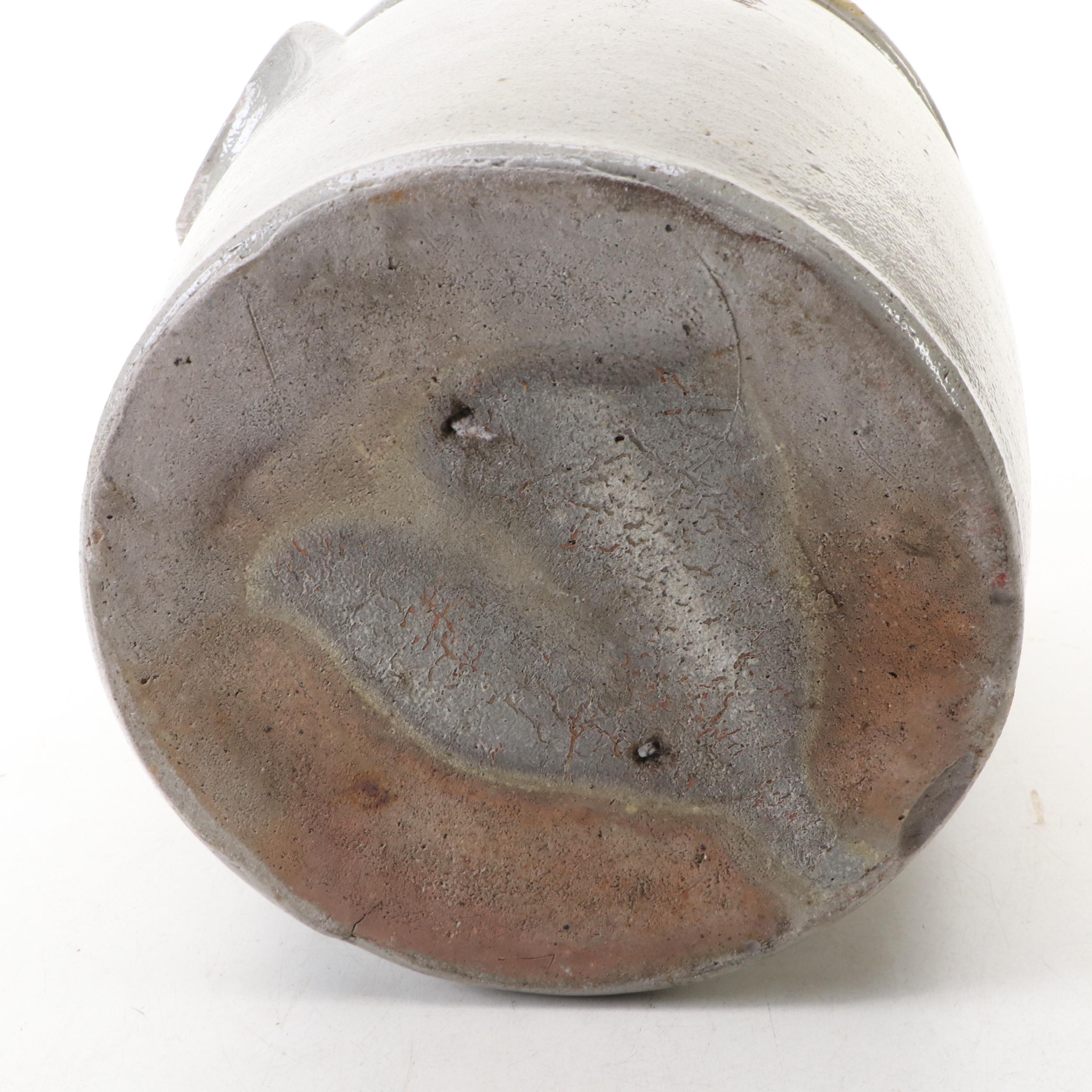 Primitive Two-Gallon Salt Glazed Stoneware Crock, 19th Century