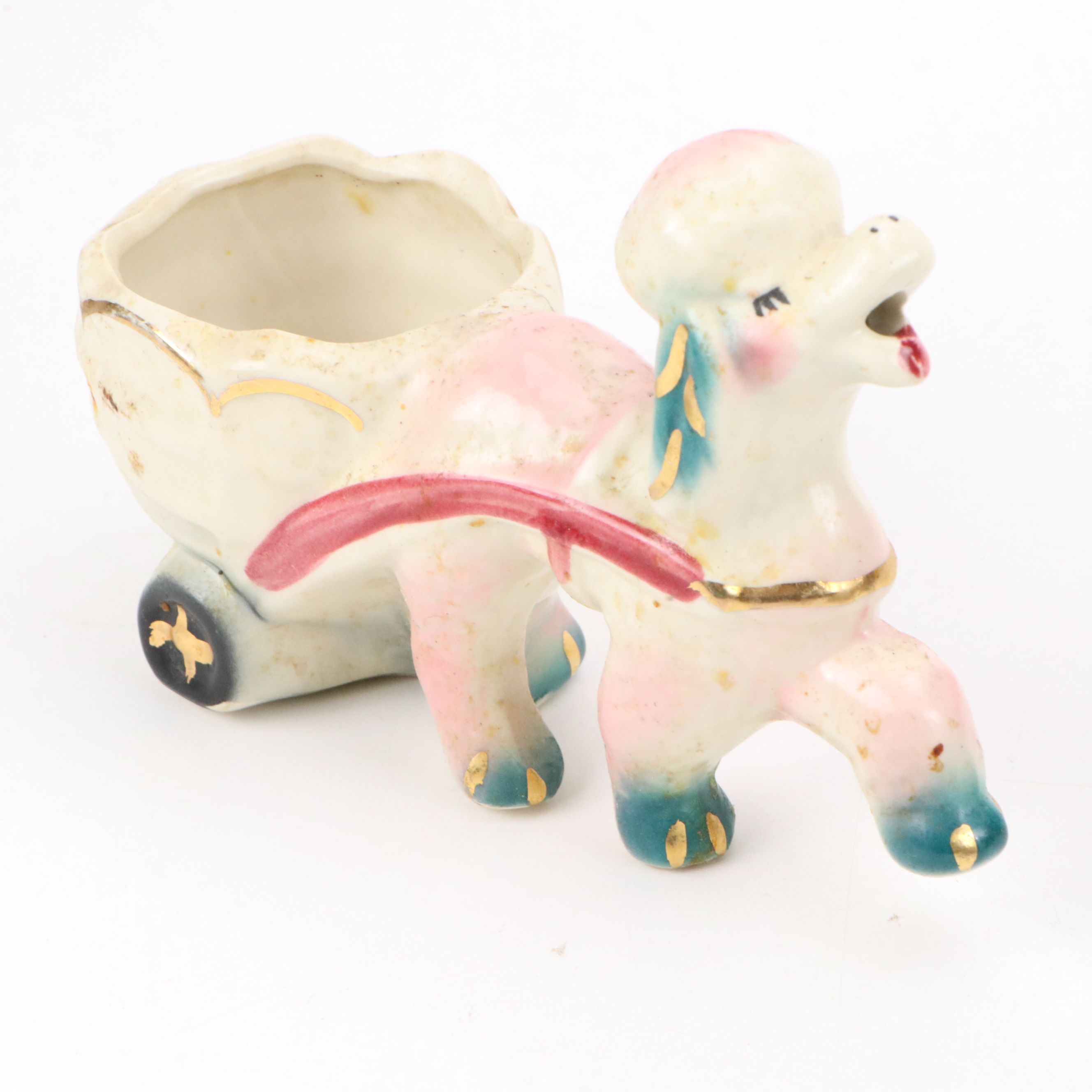 Hand-Painted Floral Ewer and Other Vintage Gilt Ceramic Vases