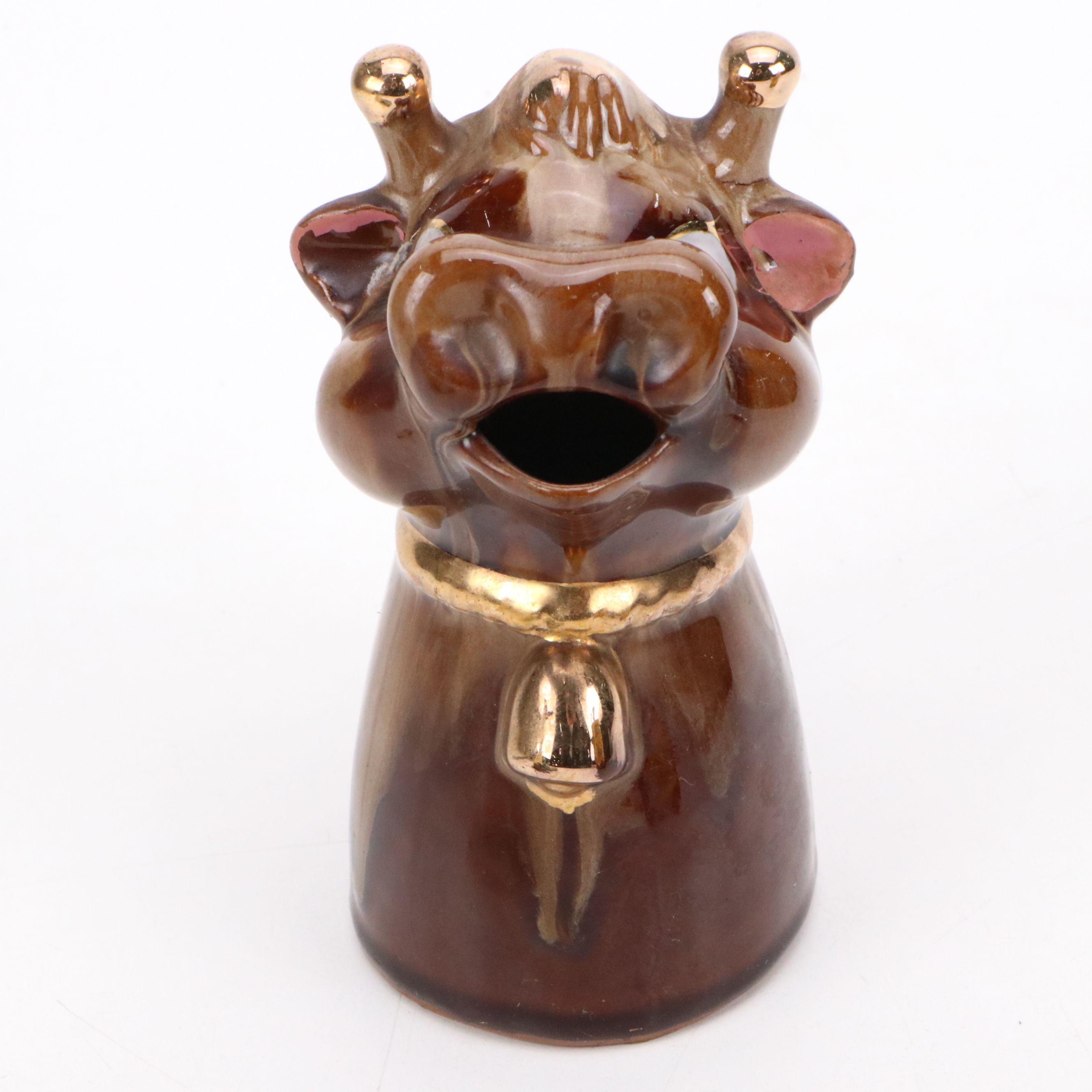 Hand-Painted Floral Ewer and Other Vintage Gilt Ceramic Vases