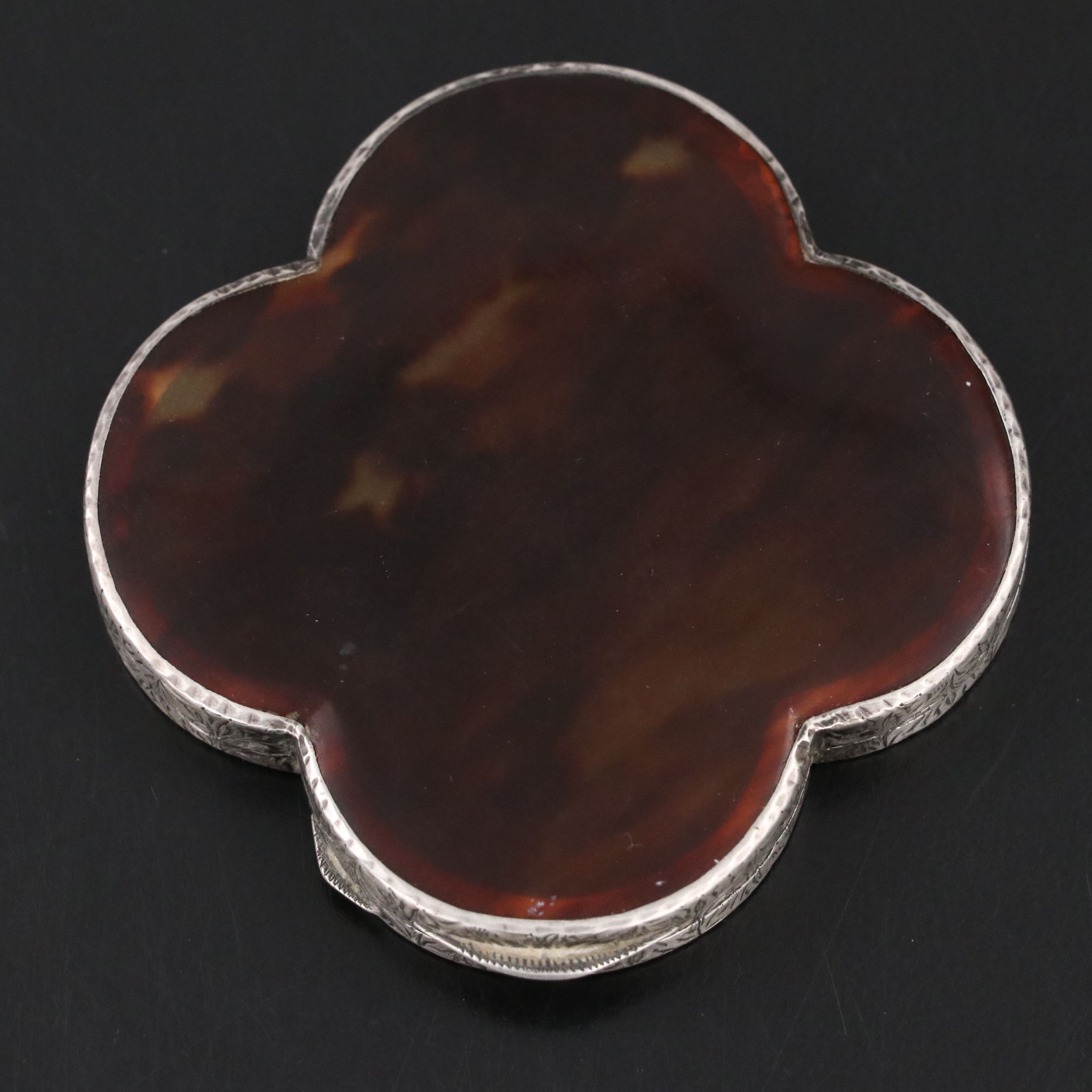 Austrian Sterling Silver and Tortoise Shell Quatrefoil Box, Early 20th Century