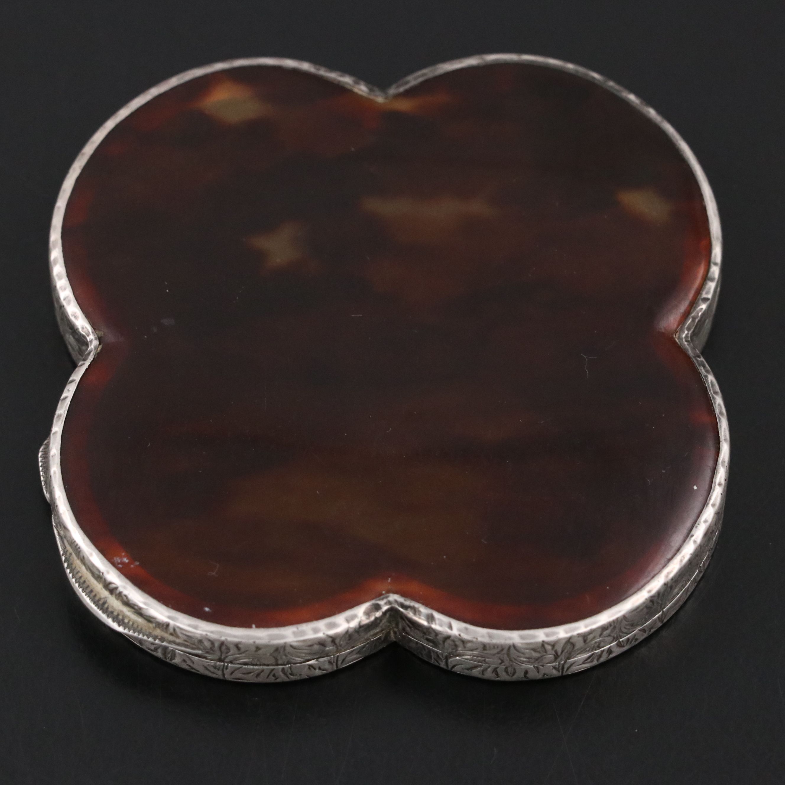 Austrian Sterling Silver and Tortoise Shell Quatrefoil Box, Early 20th Century