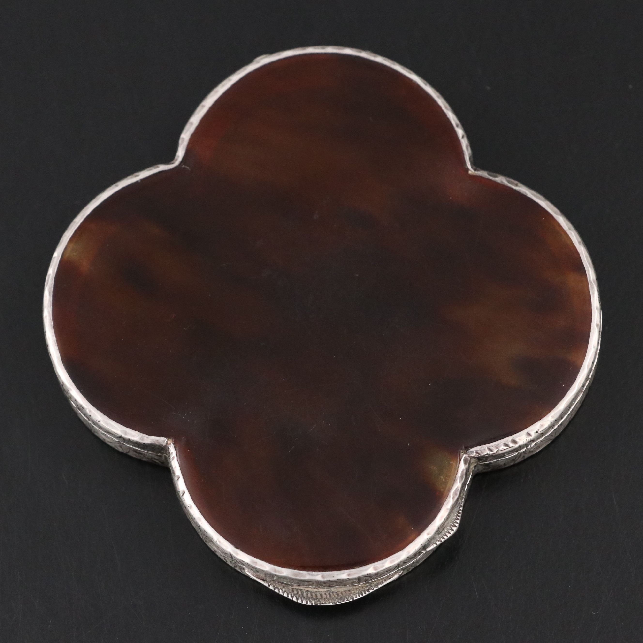 Austrian Sterling Silver and Tortoise Shell Quatrefoil Box, Early 20th Century