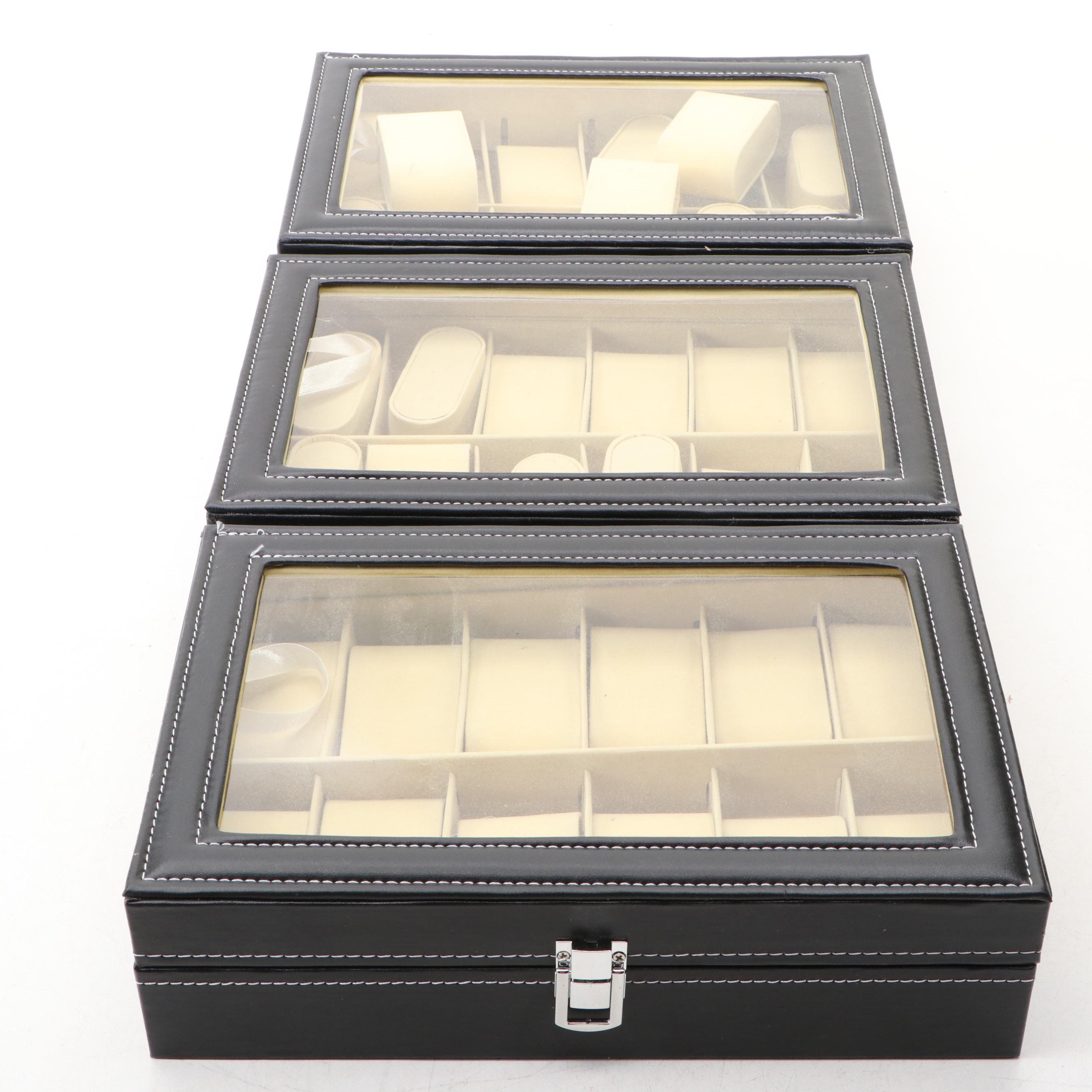 Stitched Faux Leather Watch Cases