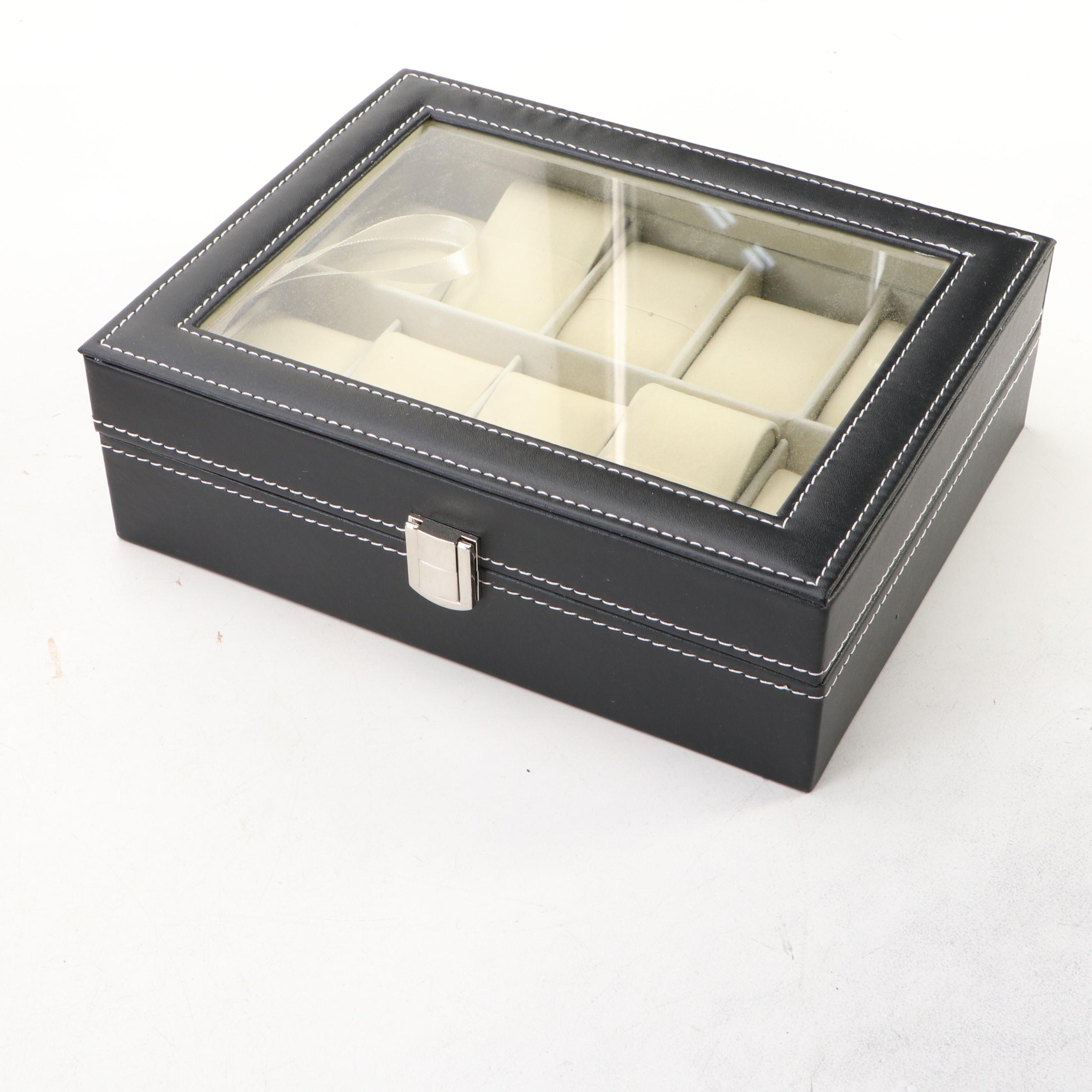 Stitched Faux Leather Watch Cases