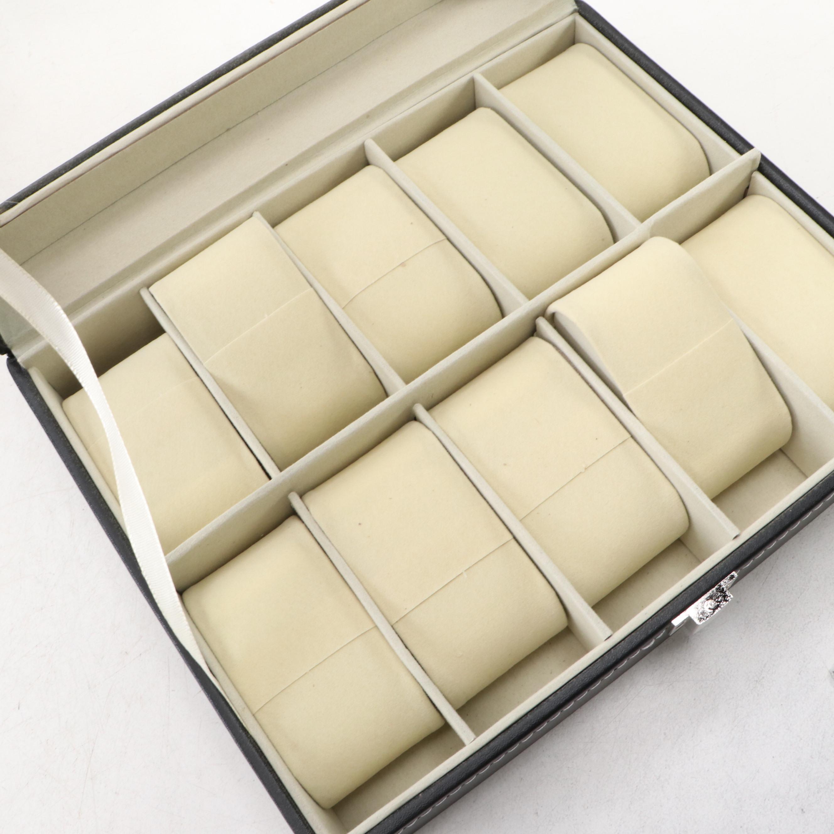 Stitched Faux Leather Watch Cases