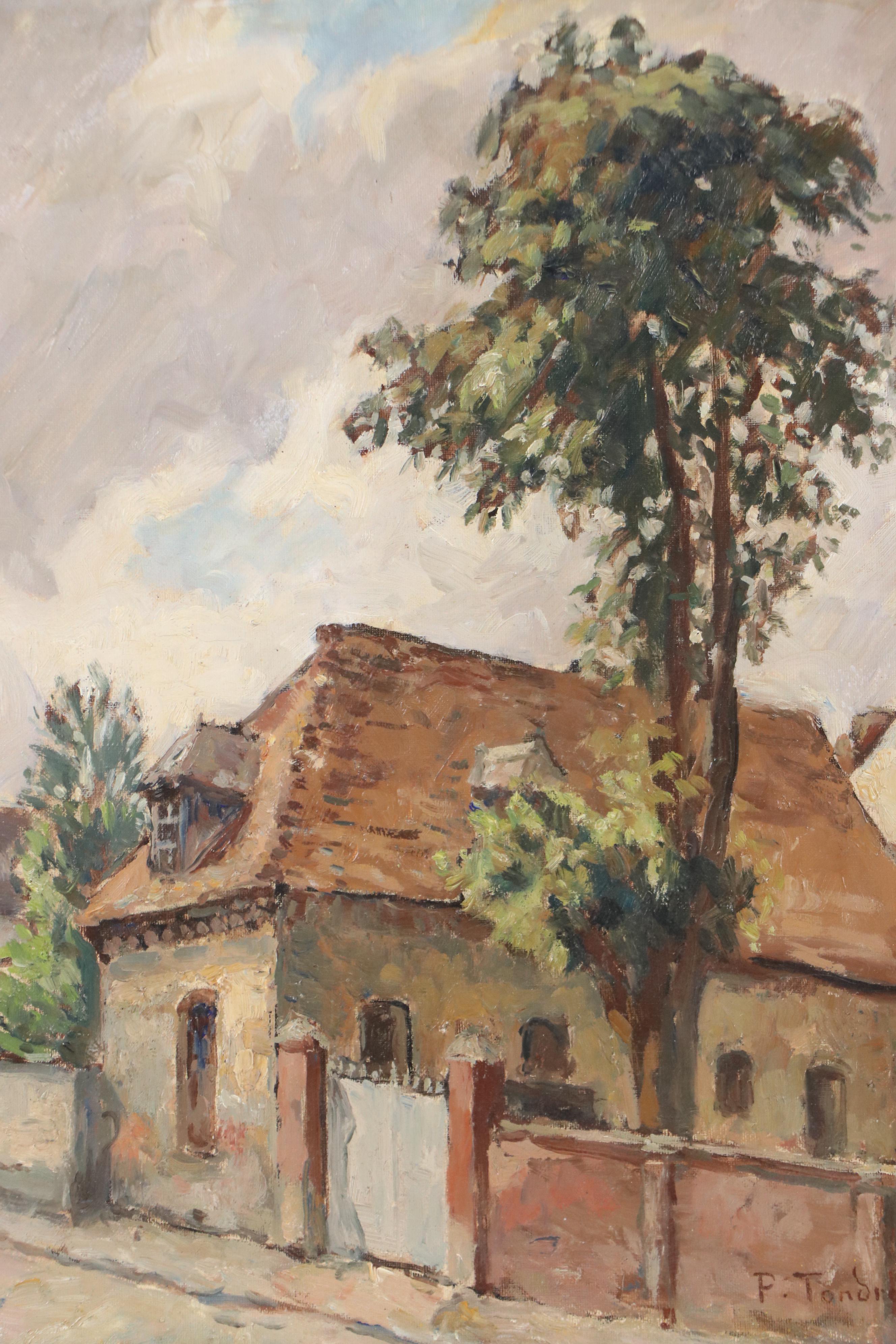 Paul Tondreau Oil Painting of French Provincial House, Circa 1940