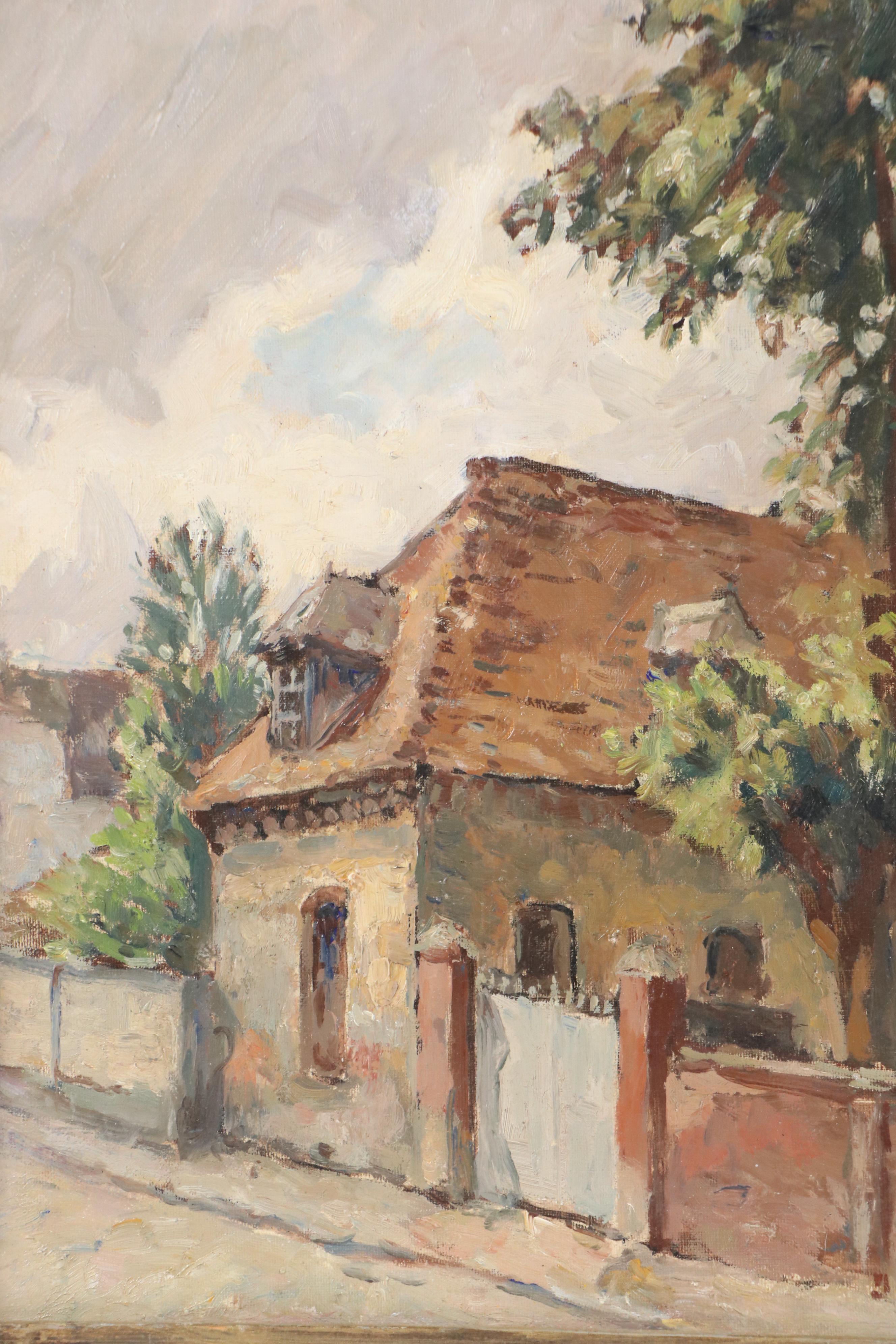 Paul Tondreau Oil Painting of French Provincial House, Circa 1940