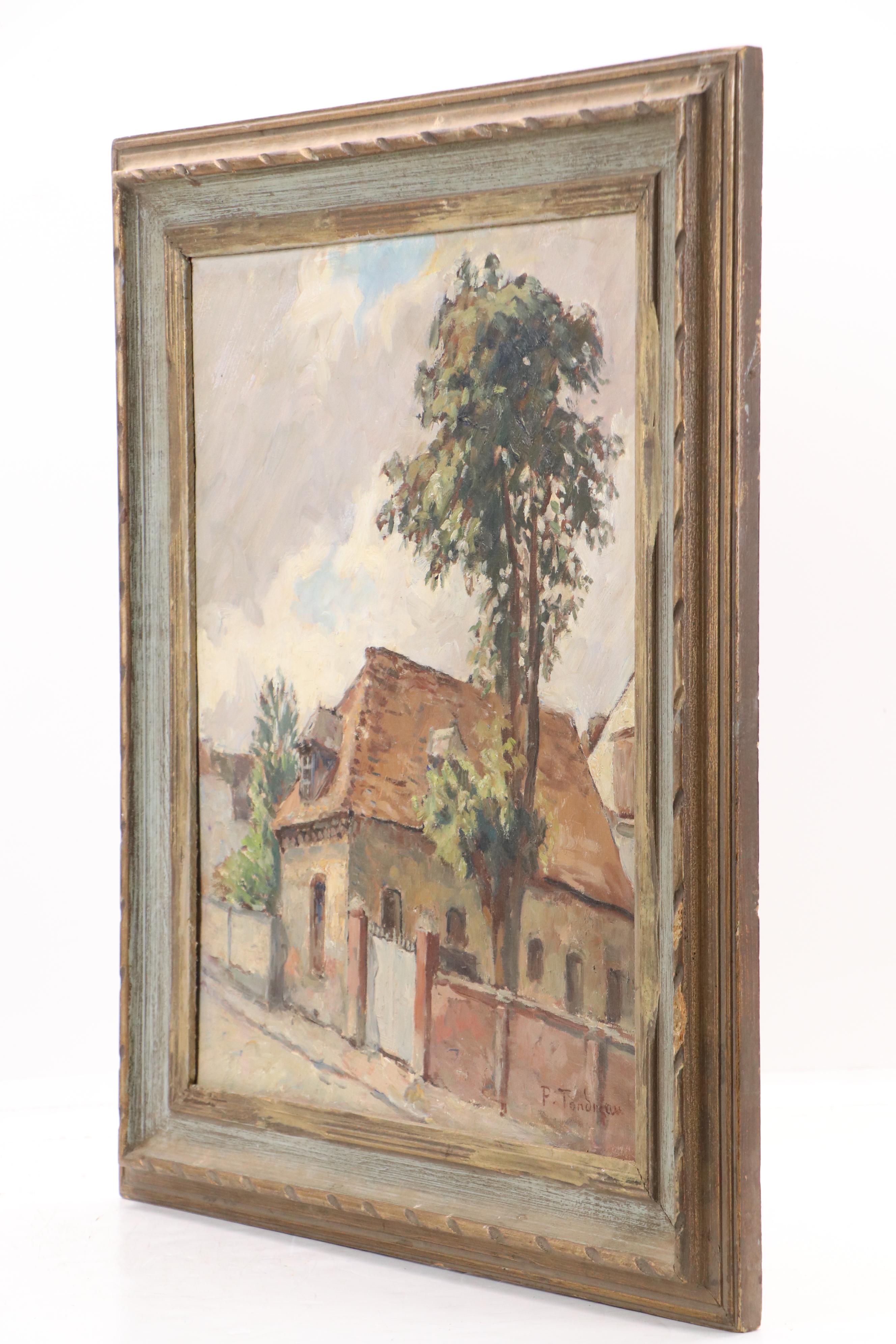 Paul Tondreau Oil Painting of French Provincial House, Circa 1940