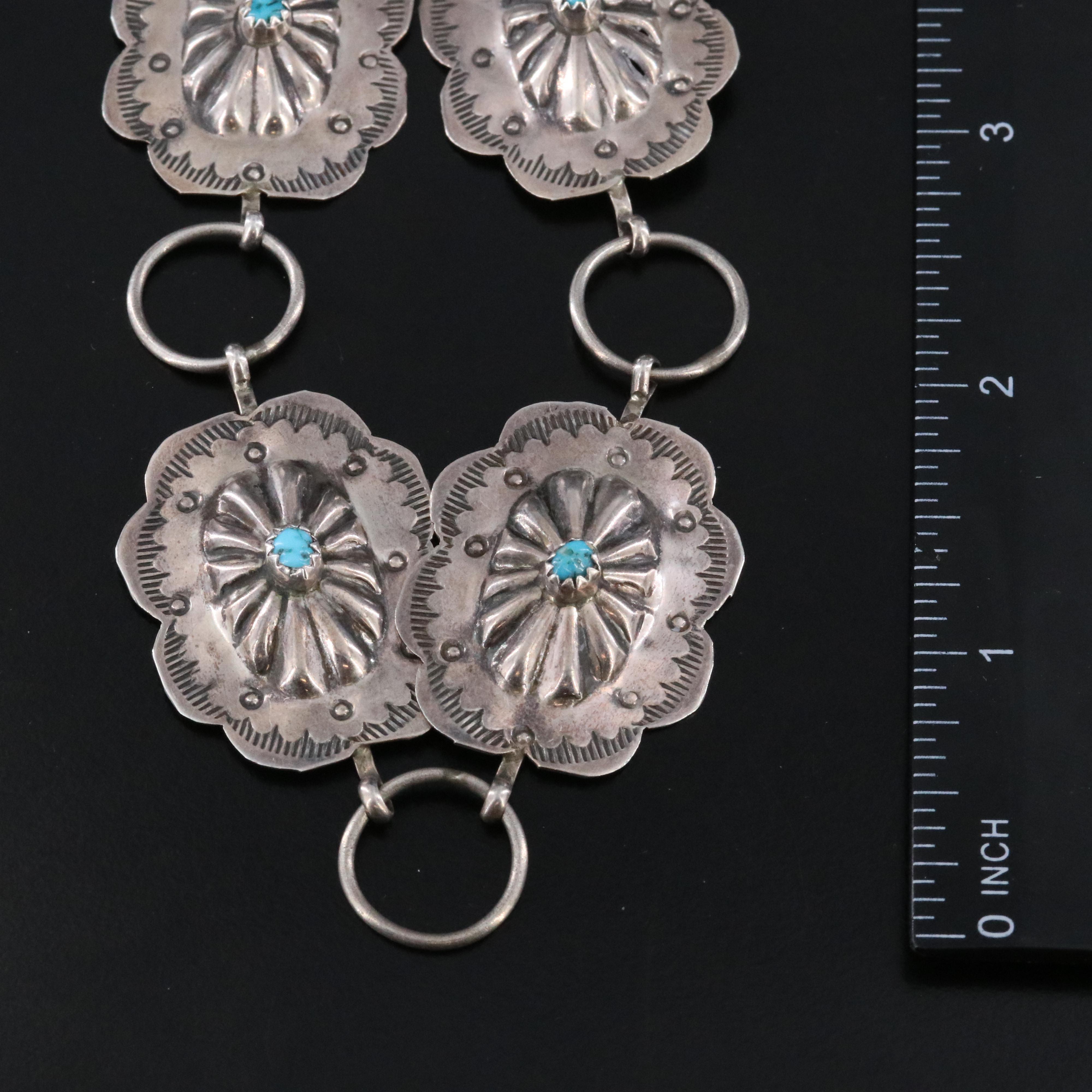 Southwestern Sterling Turquoise Belt and Gemstone Mosaic Necklace