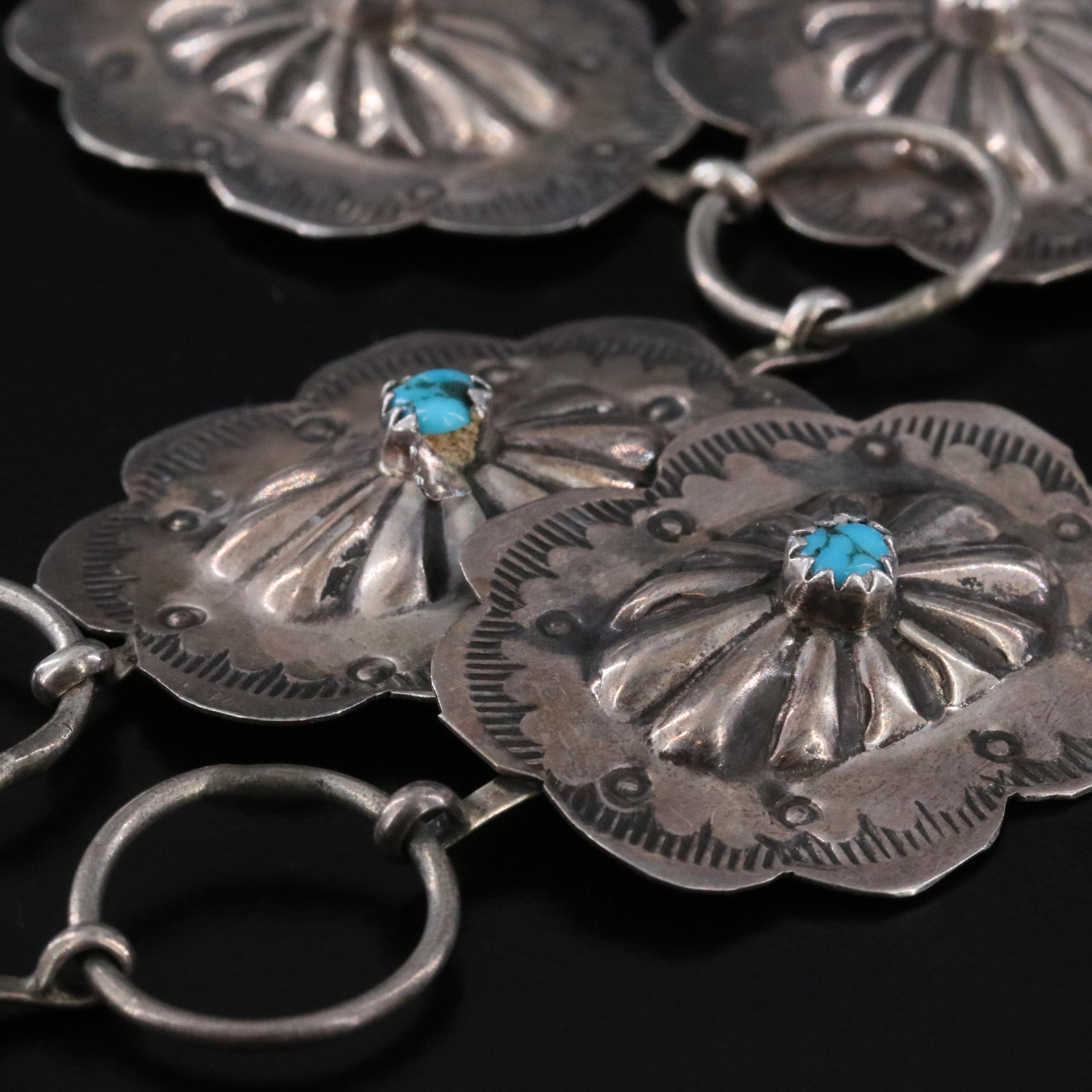 Southwestern Sterling Turquoise Belt and Gemstone Mosaic Necklace