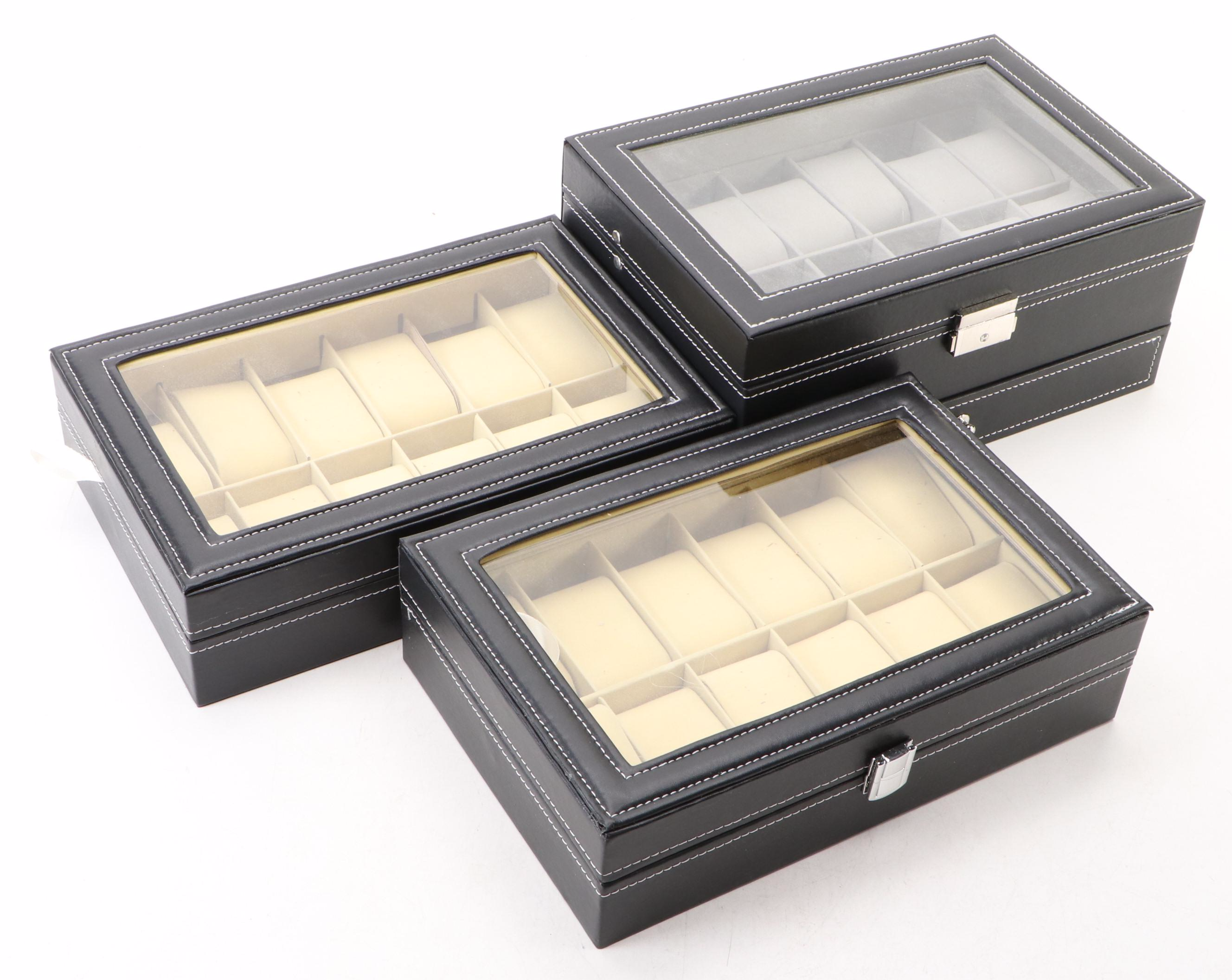 Stitched Faux Leather Watch Cases