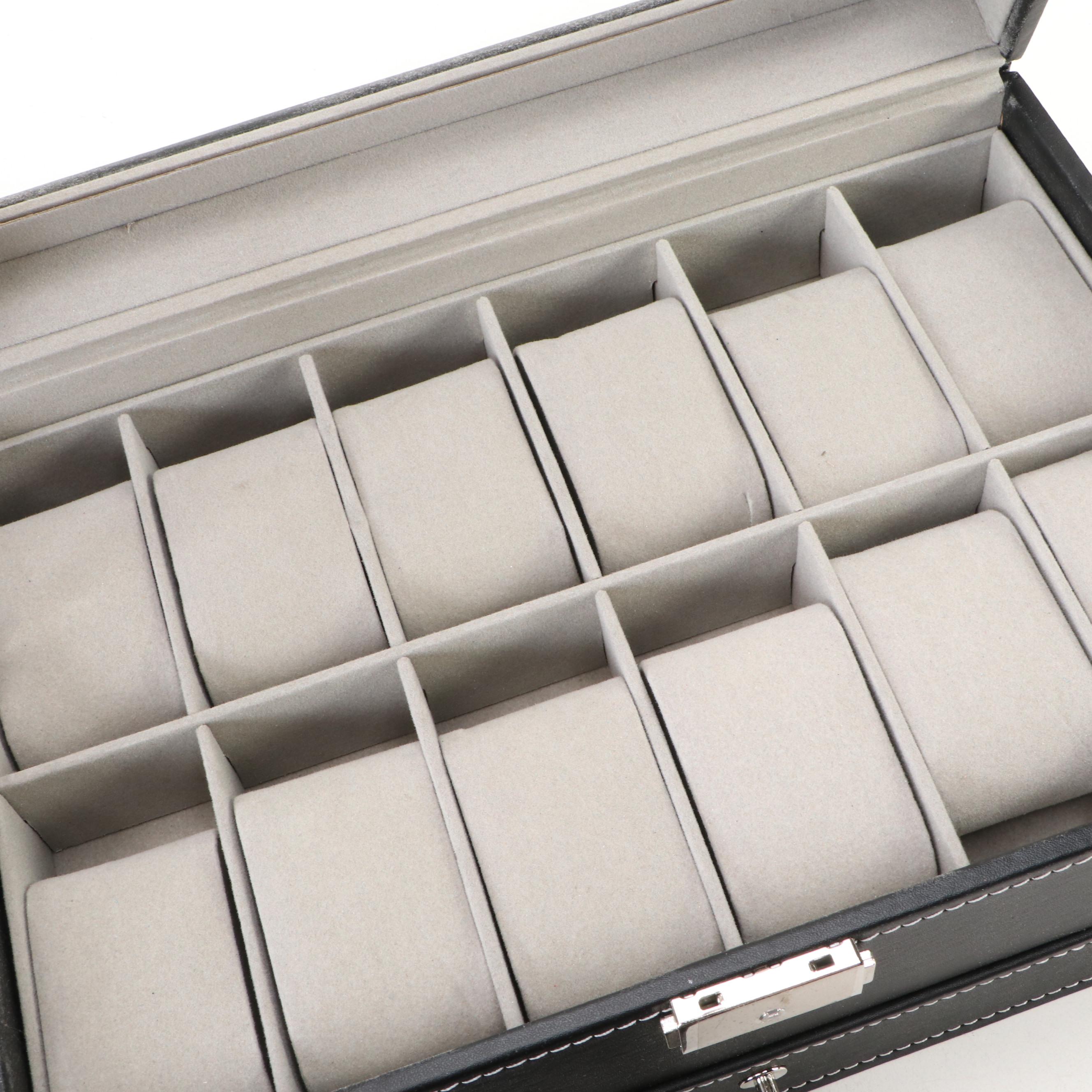 Stitched Faux Leather Watch Cases