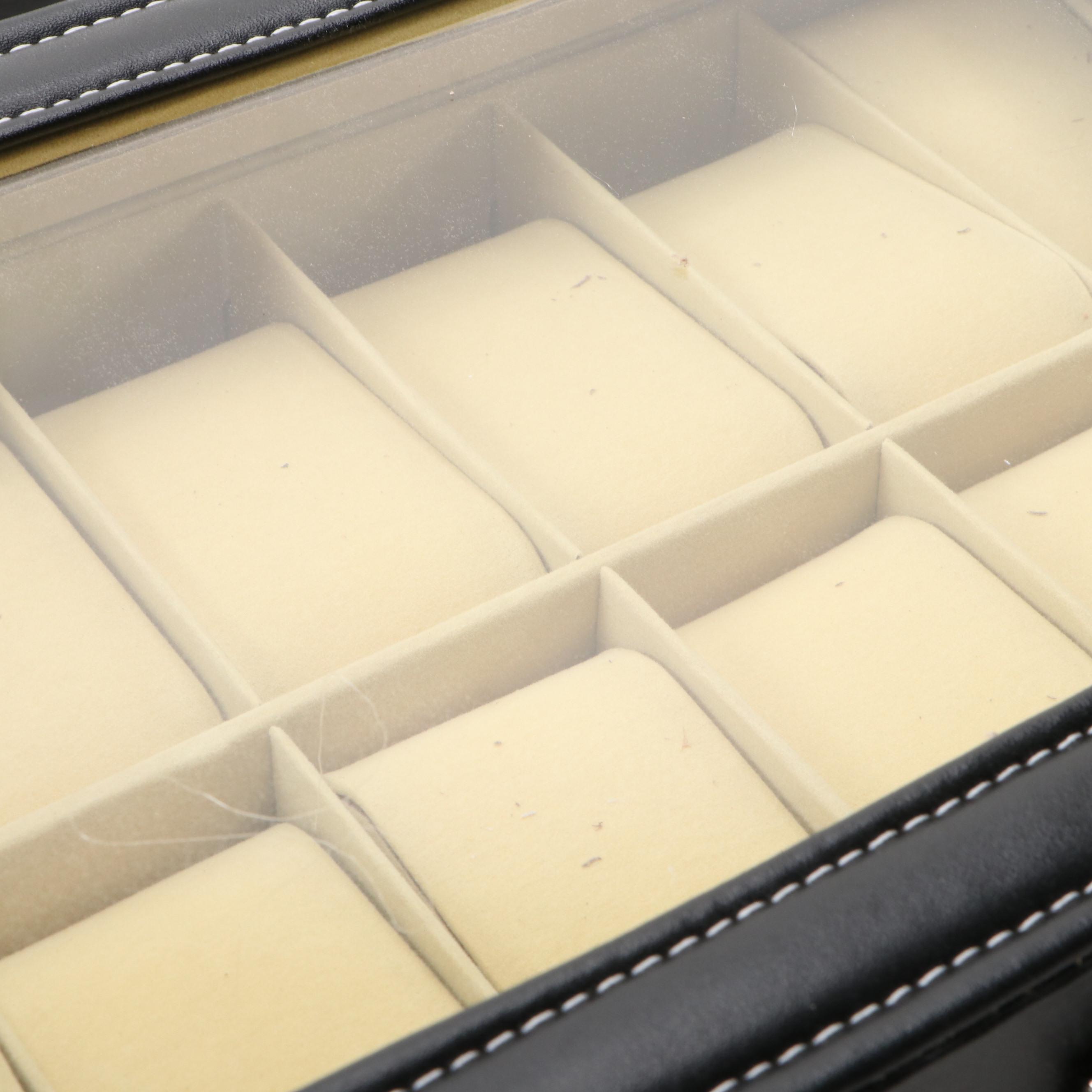 Stitched Faux Leather Watch Cases