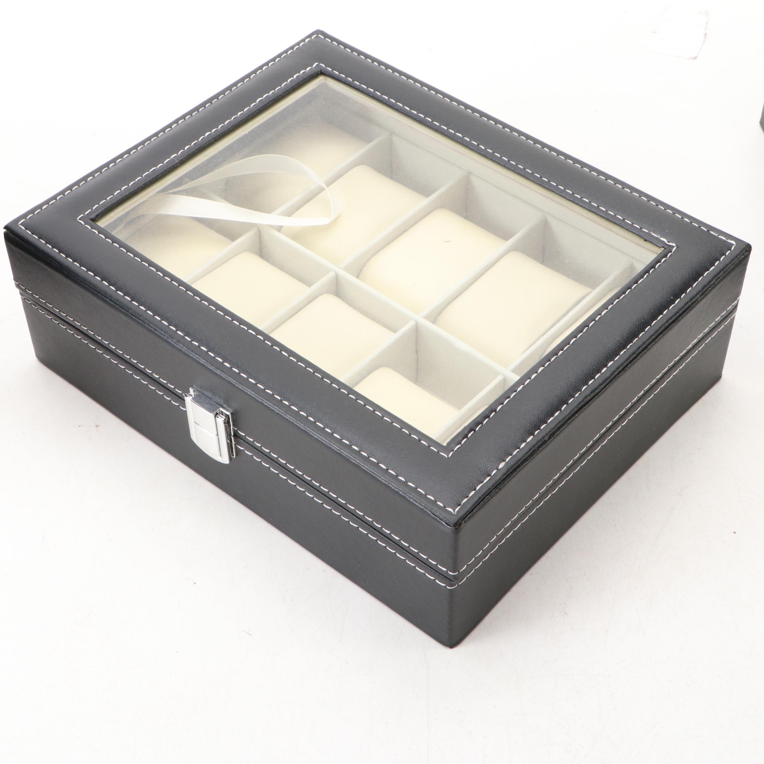 Stitched Faux Leather Watch Cases