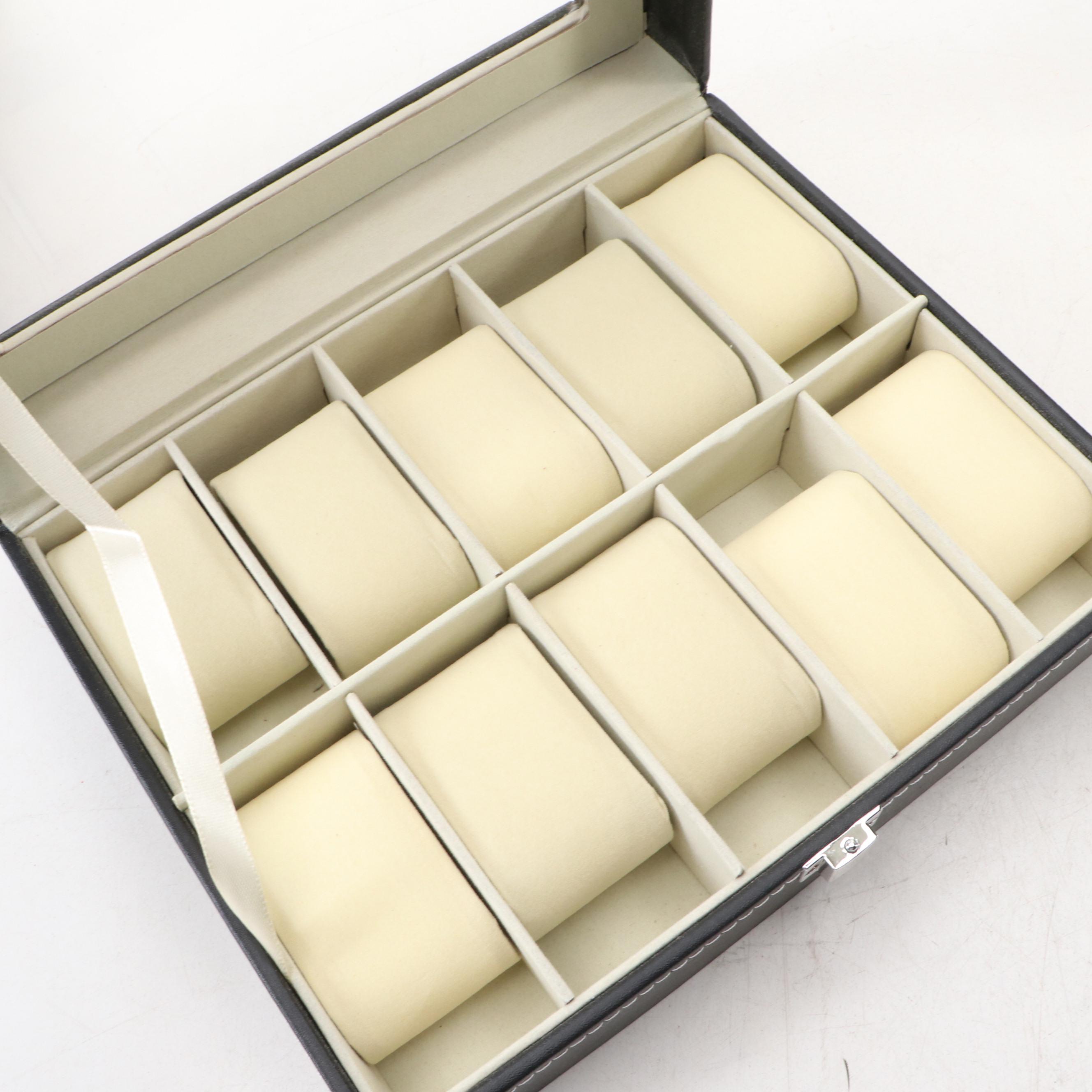 Stitched Faux Leather Watch Cases