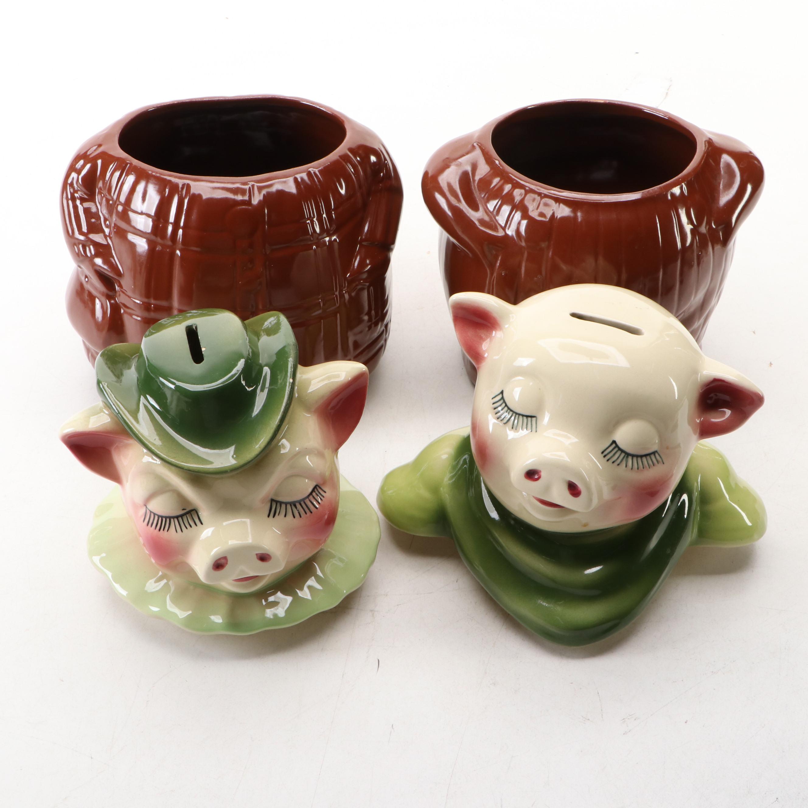 Shawnee Pottery "Winnie Pig" Ceramic Cookie Jars and Coin Banks