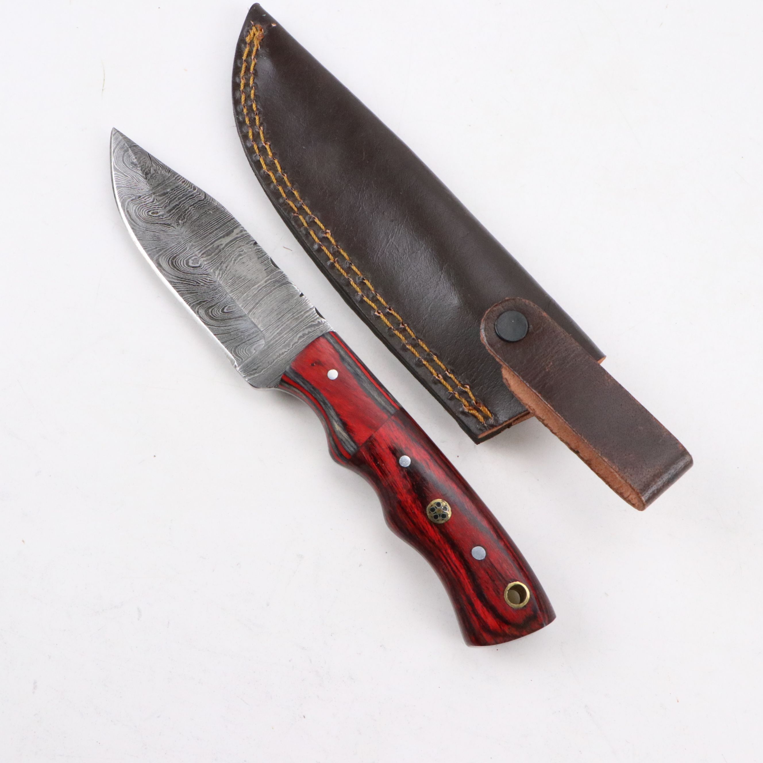 Damascus Steel Hunting Knives, Tantō Blade and Scabbard