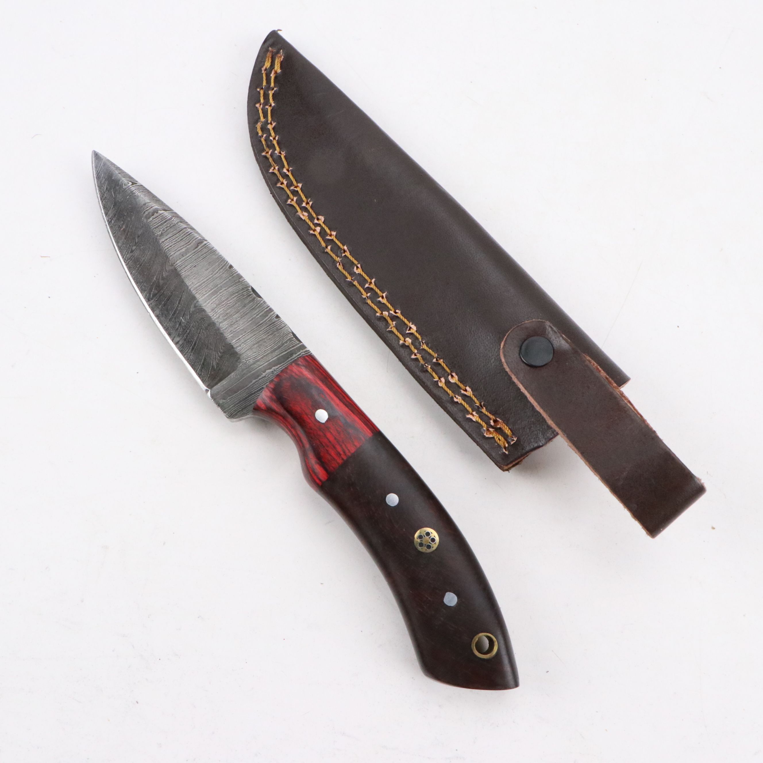 Damascus Steel Hunting Knives, Tantō Blade and Scabbard