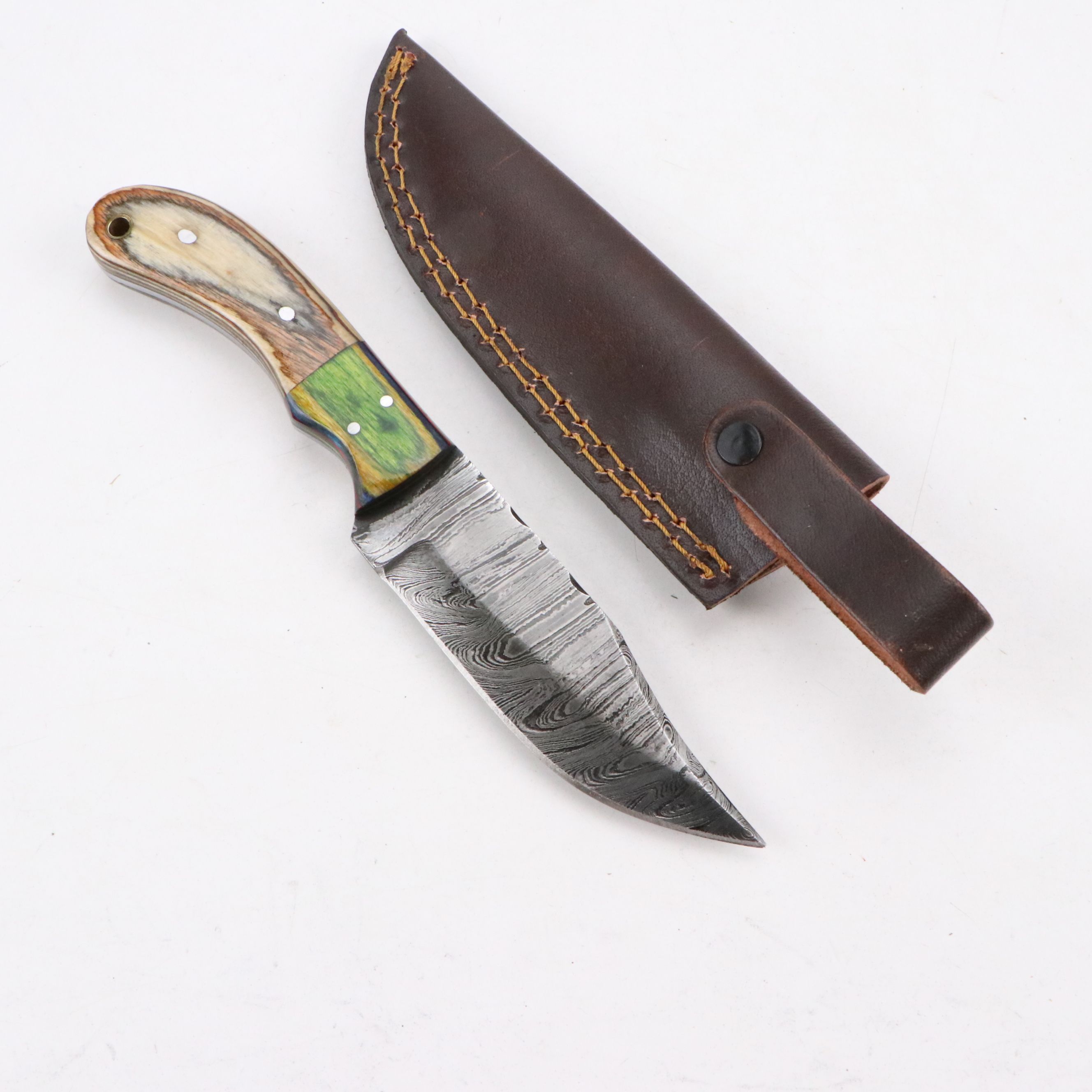 Damascus Steel Hunting Knives, Tantō Blade and Scabbard