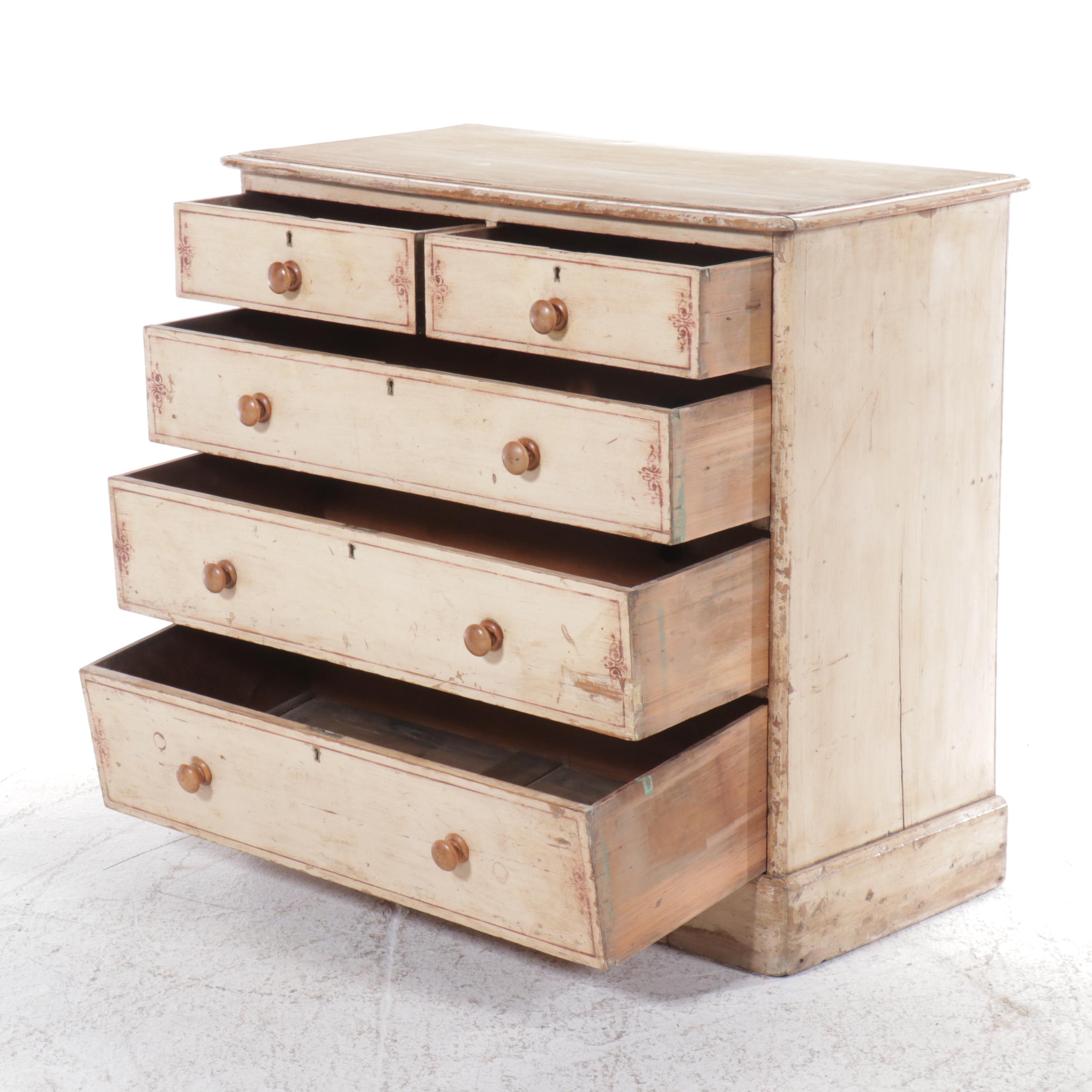Gustavian Style Painted Wood Chest of Drawers