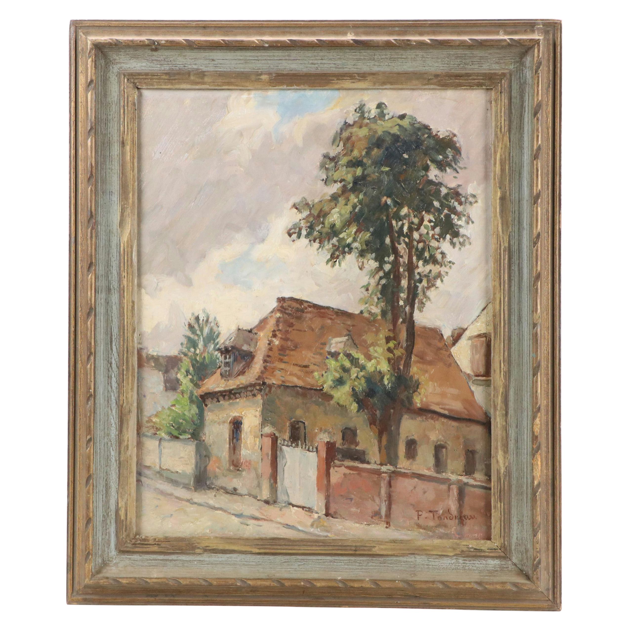 Paul Tondreau Oil Painting of French Provincial House, Circa 1940