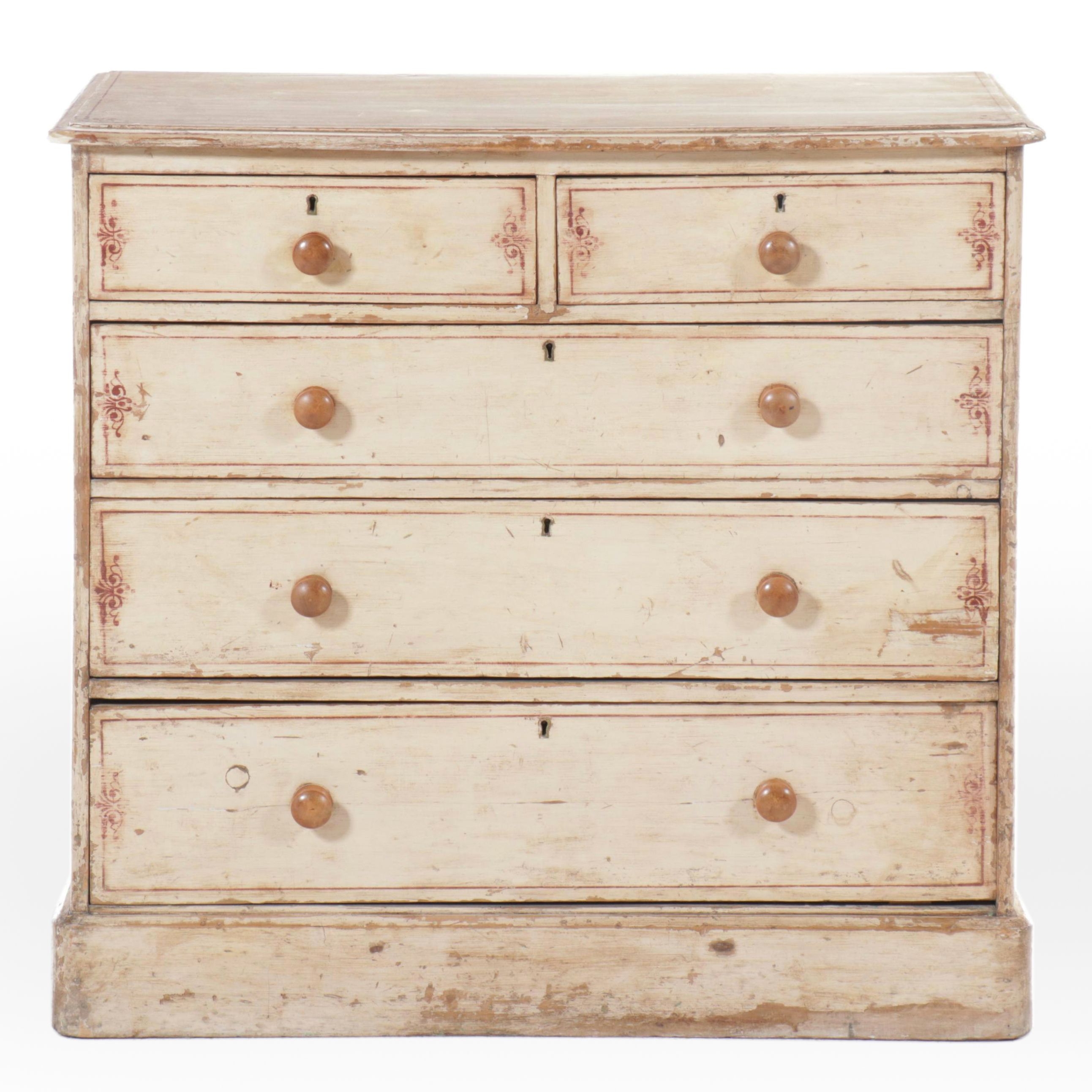 Gustavian Style Painted Wood Chest of Drawers