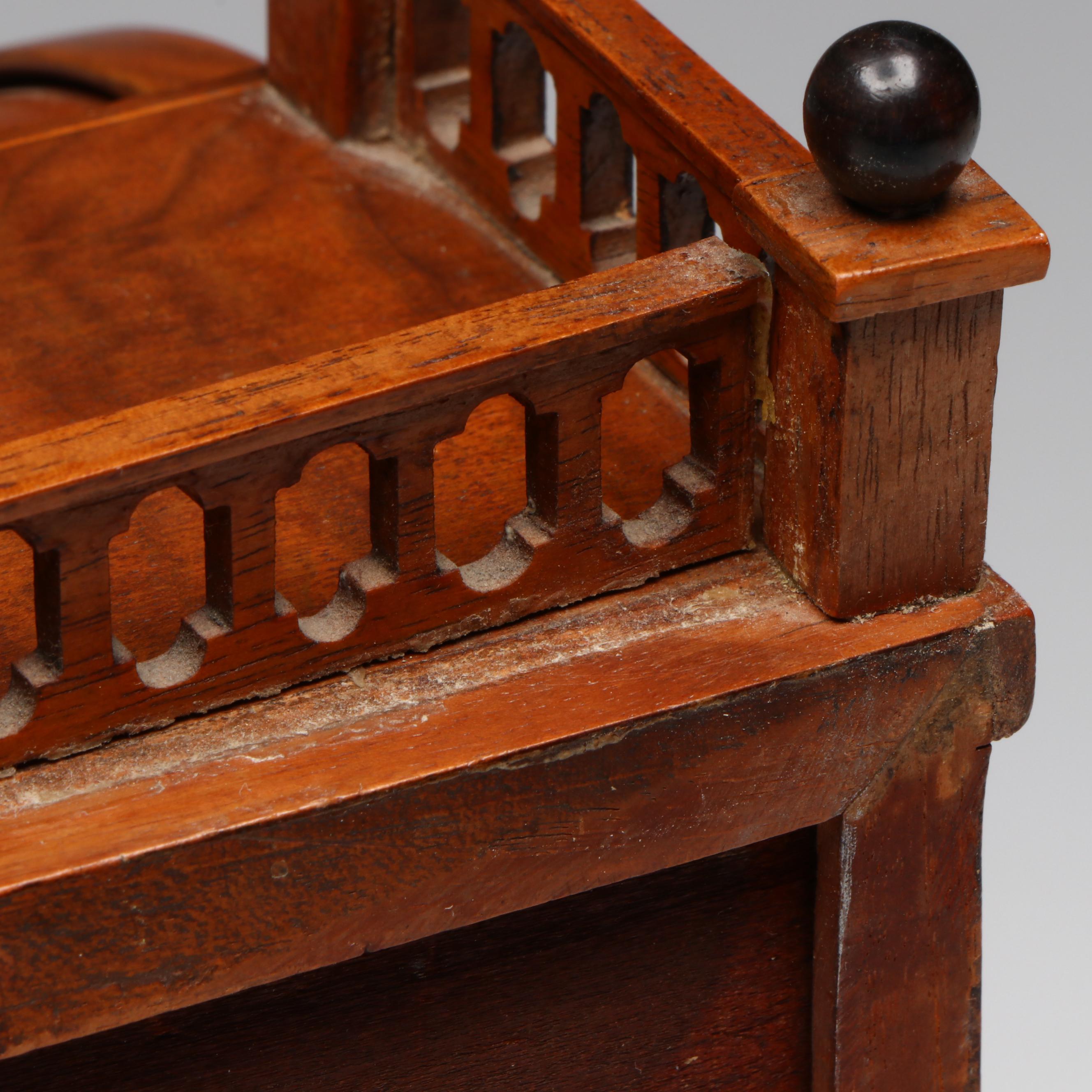 Marie Renz German Burl Veneer Miniature Biedermeier Style Roll-Top Desk