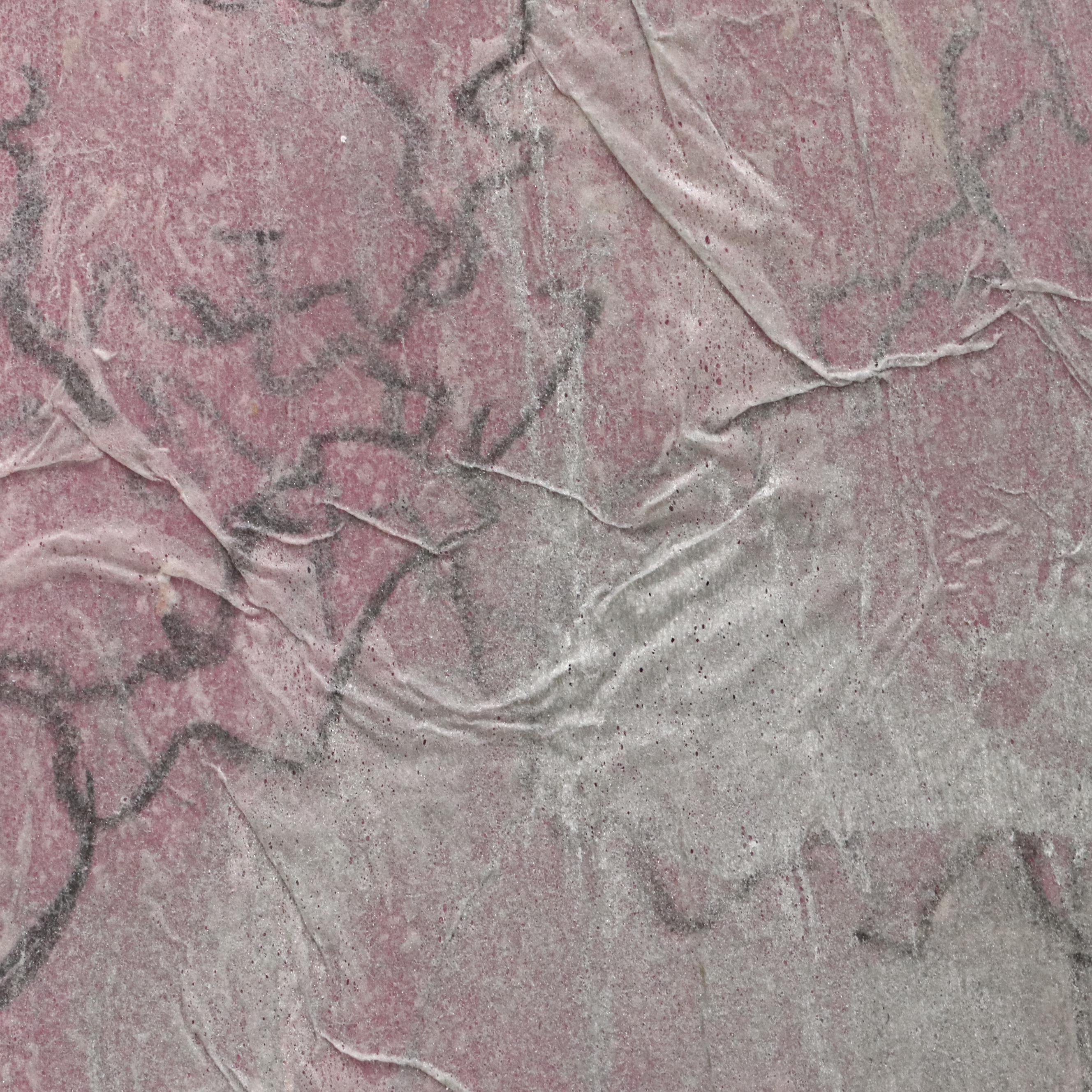 Figural Mixed Media Painting of Woman in Pink Dress