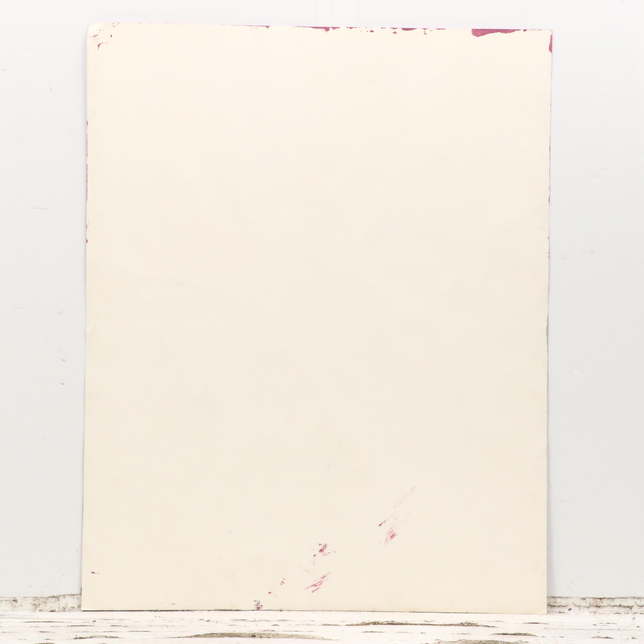 Figural Mixed Media Painting of Woman in Pink Dress