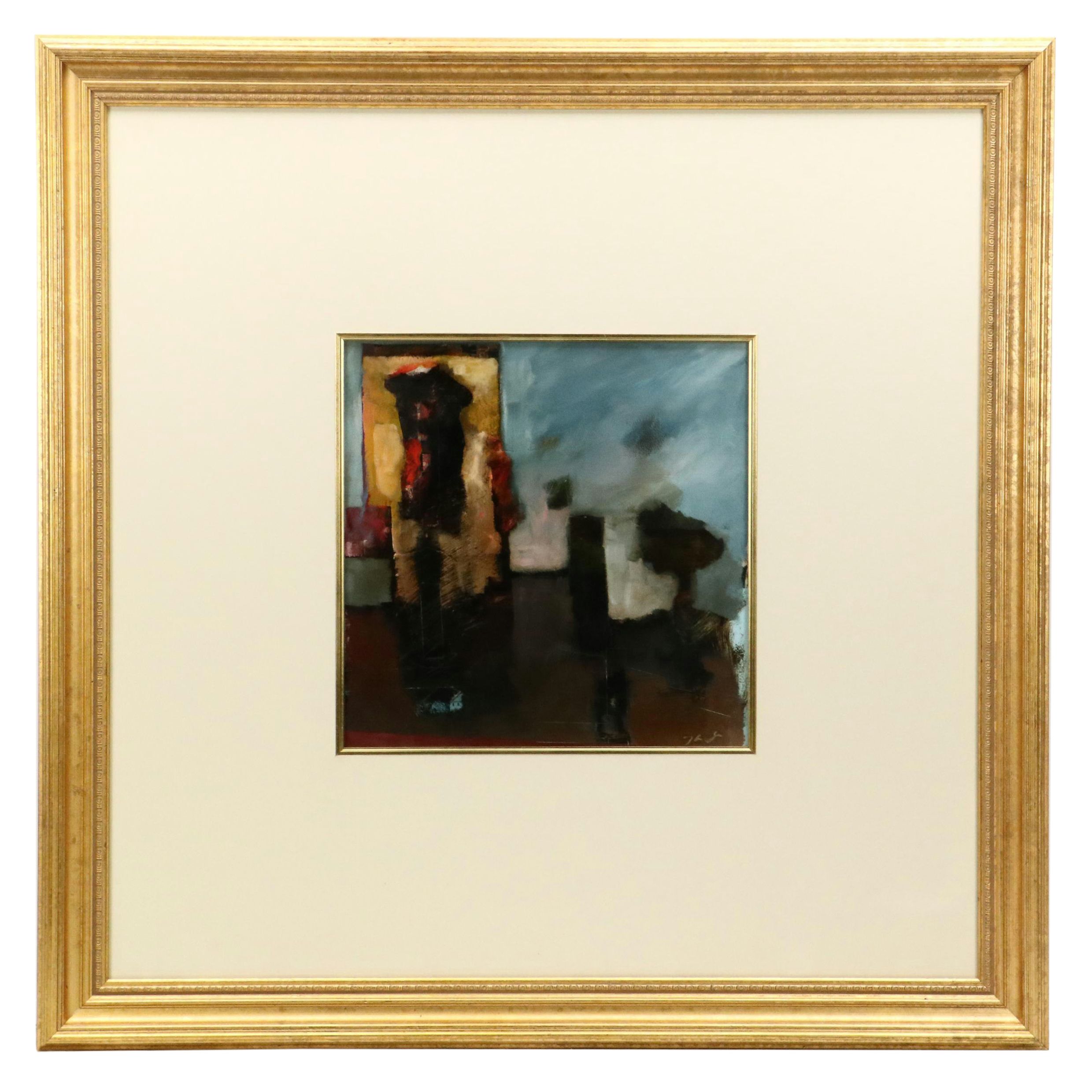 Non-Objective Abstract Oil Painting with Collage Elements