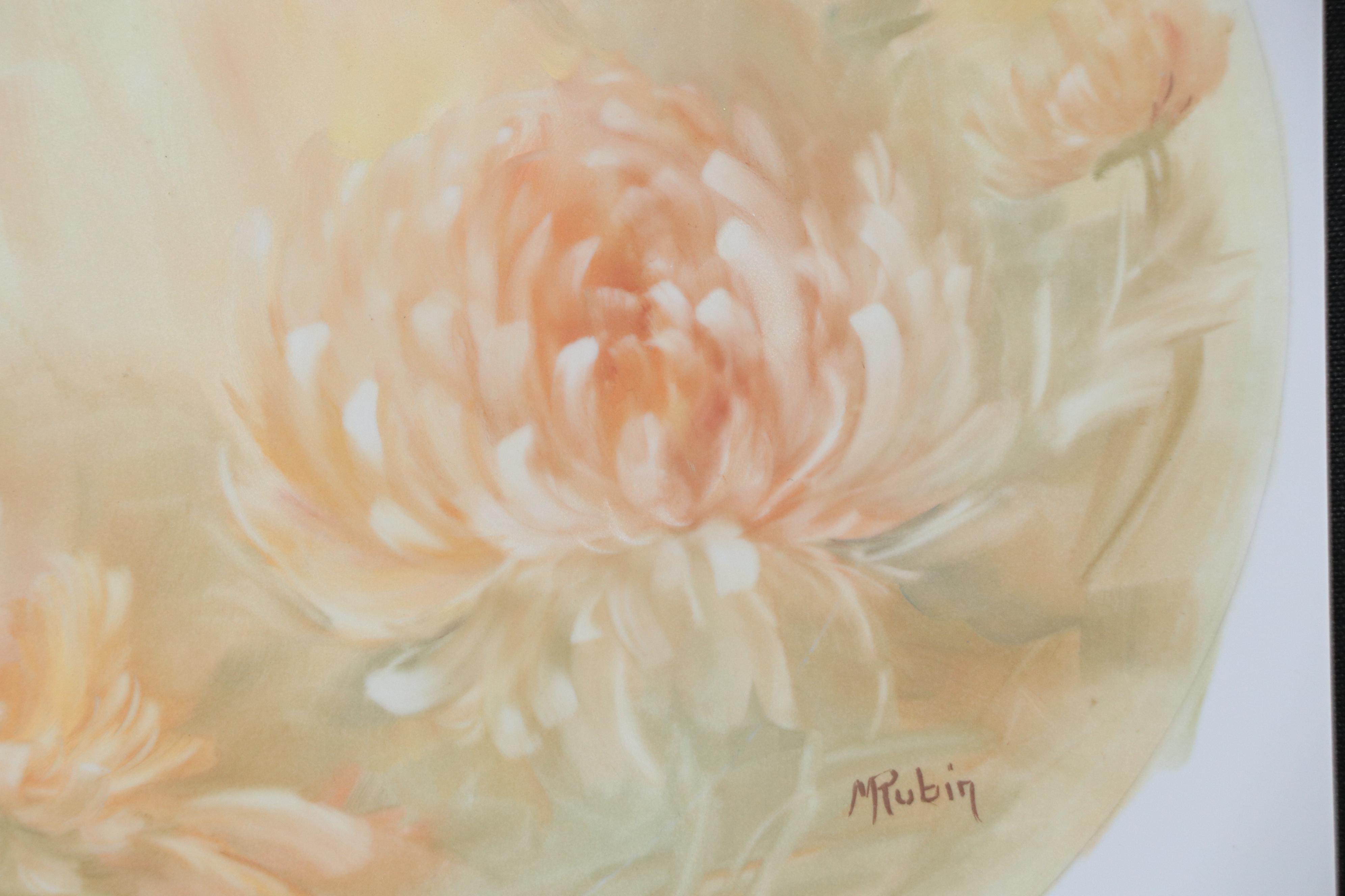 M. Rubin Floral Oil Painting of Chrysanthemums