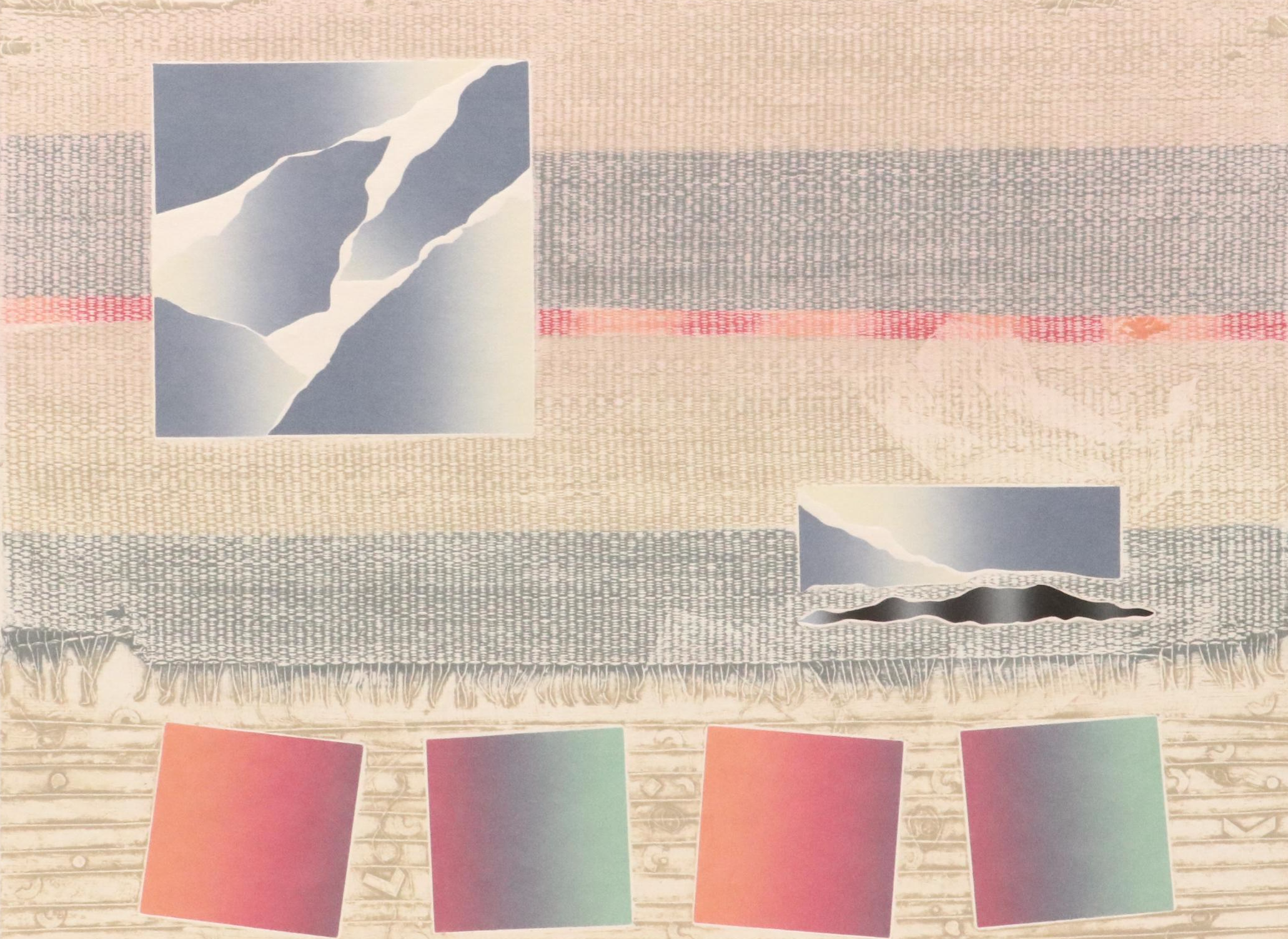 S. Clemons Mixed Media Relief Print "Letter from Abroad," 1984